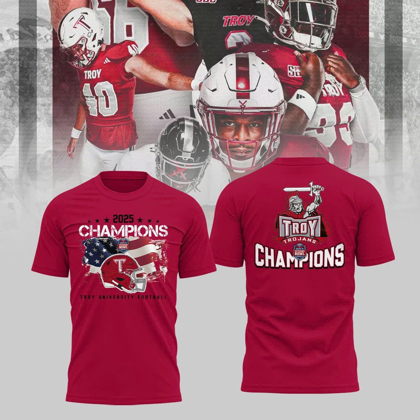 Troy University Football 2025 IS4S SALUTE TO VETERANS BOWL Champions TShirt