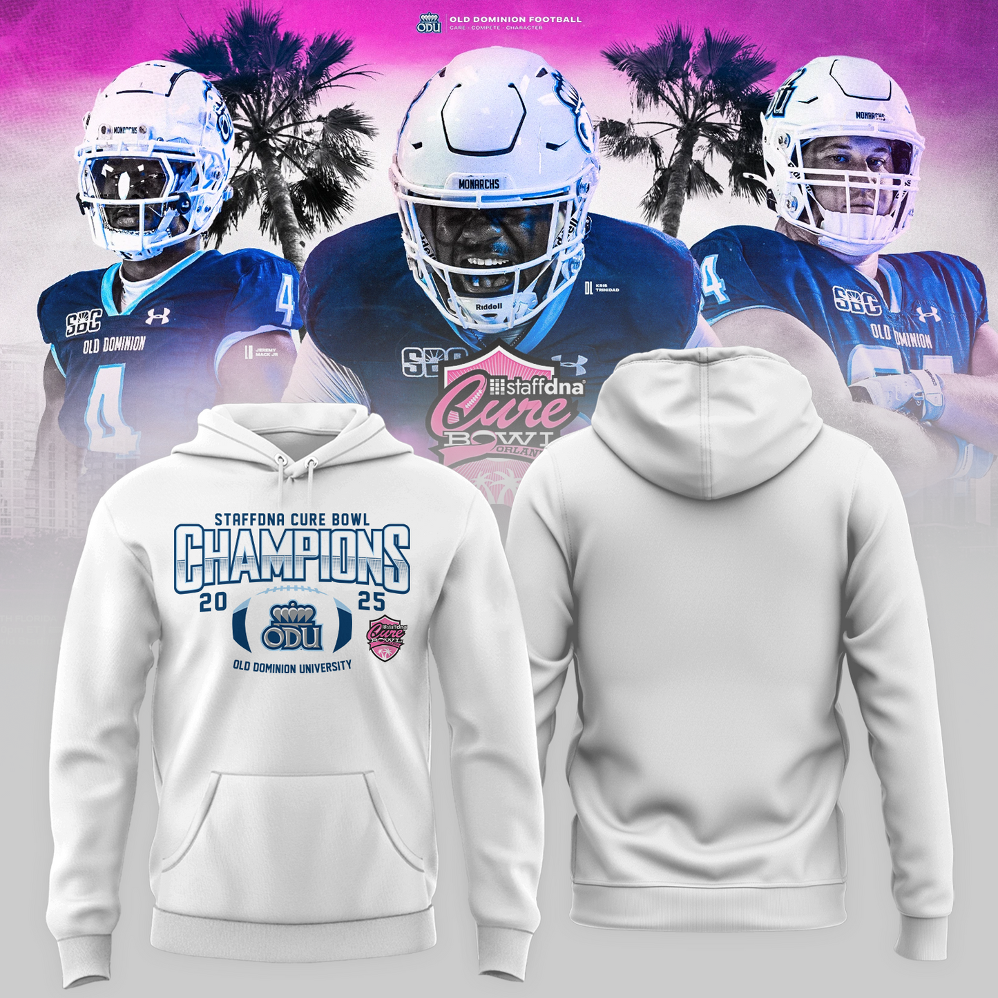 Old Dominion University 2025 STAFFDNA CURE BOWL Champions Hoodie