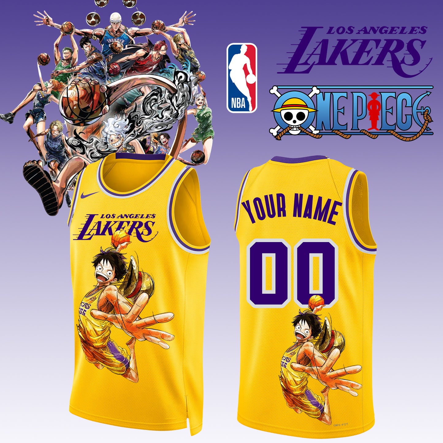 _,,ONE PIECE × NBA Los Angeles Lakers 2025 Jersey ( Custom Name & Number ) 3