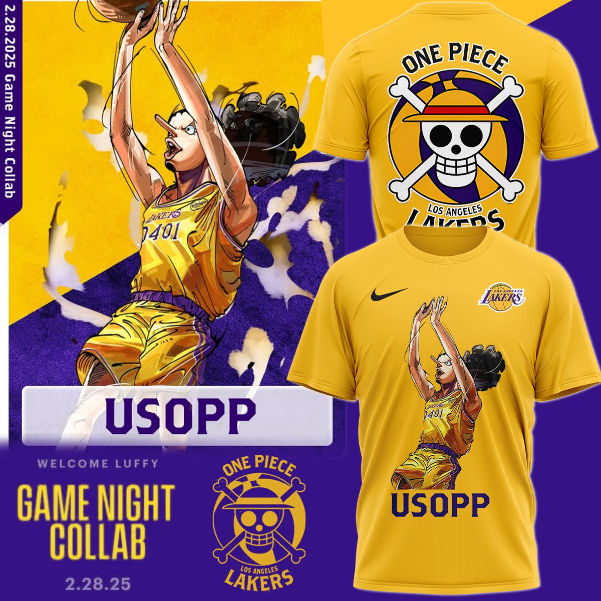 LA Lakers vs OnePiece USOPP TShirt