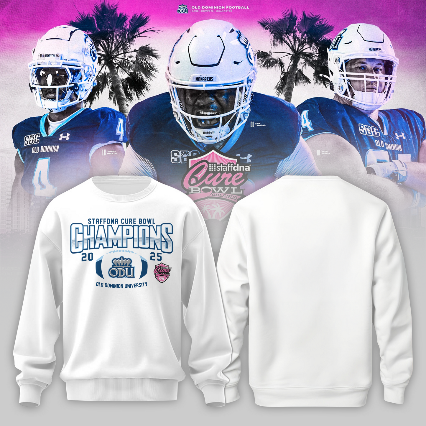 Old Dominion University 2025 STAFFDNA CURE BOWL Champions Sweater