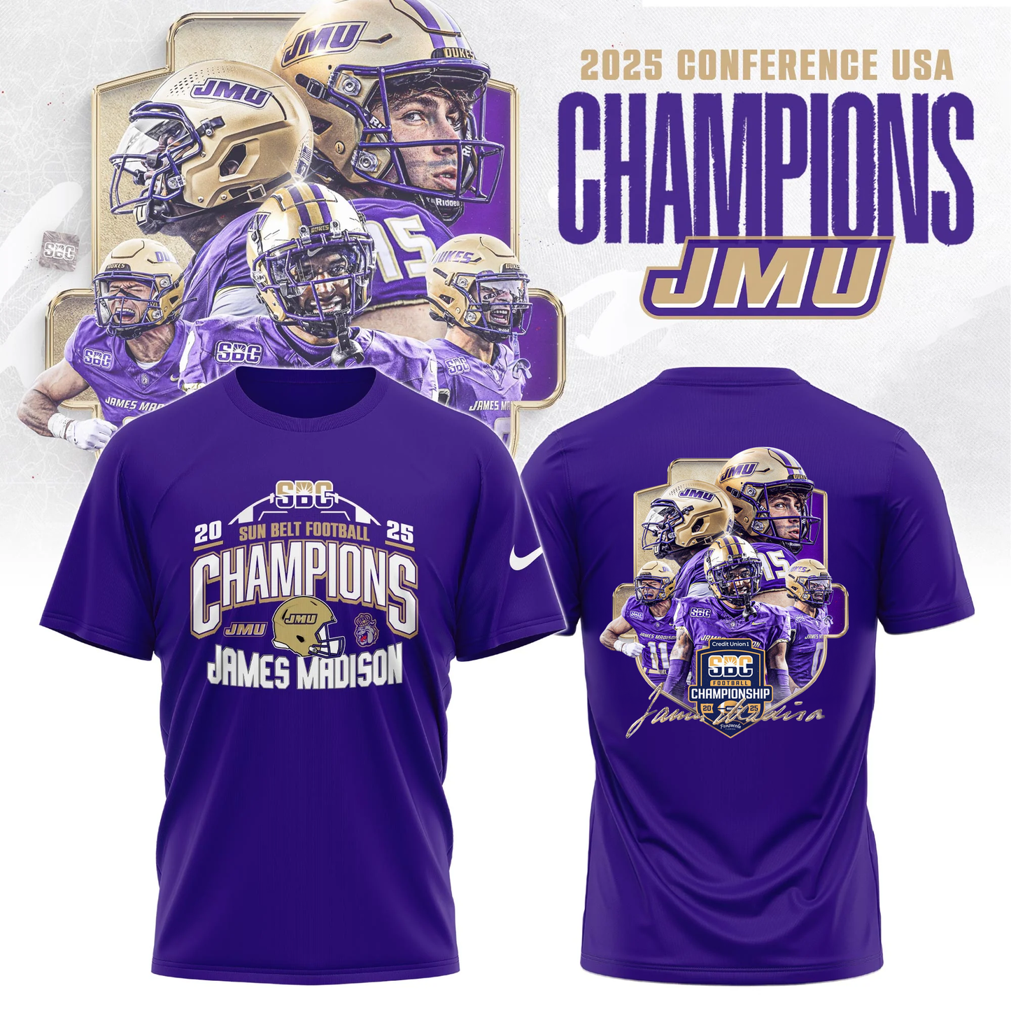 .JMU 2025 Sun Belt Football Conference Champions T-Shirt Limited Edition