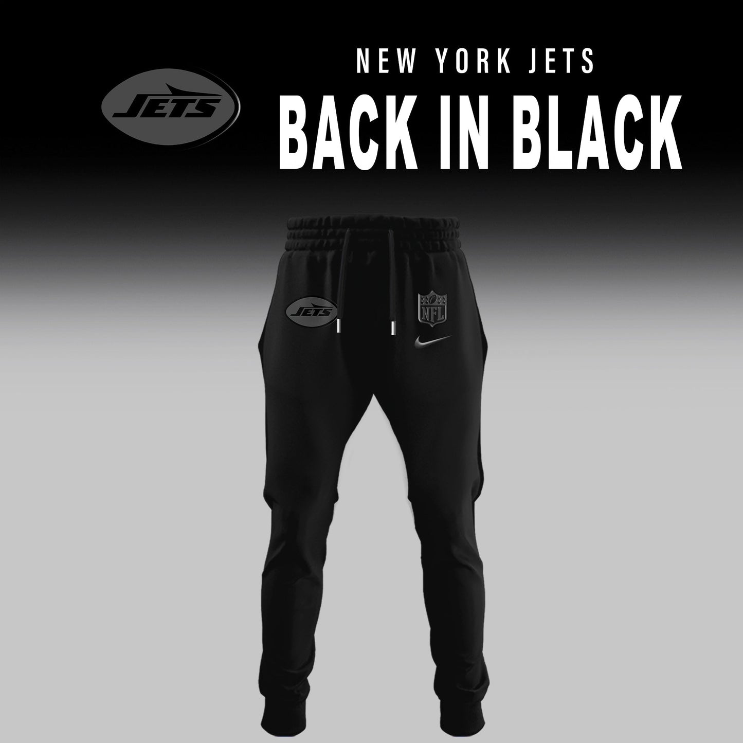 New York Jets Back In Black Half Zip Hoodie