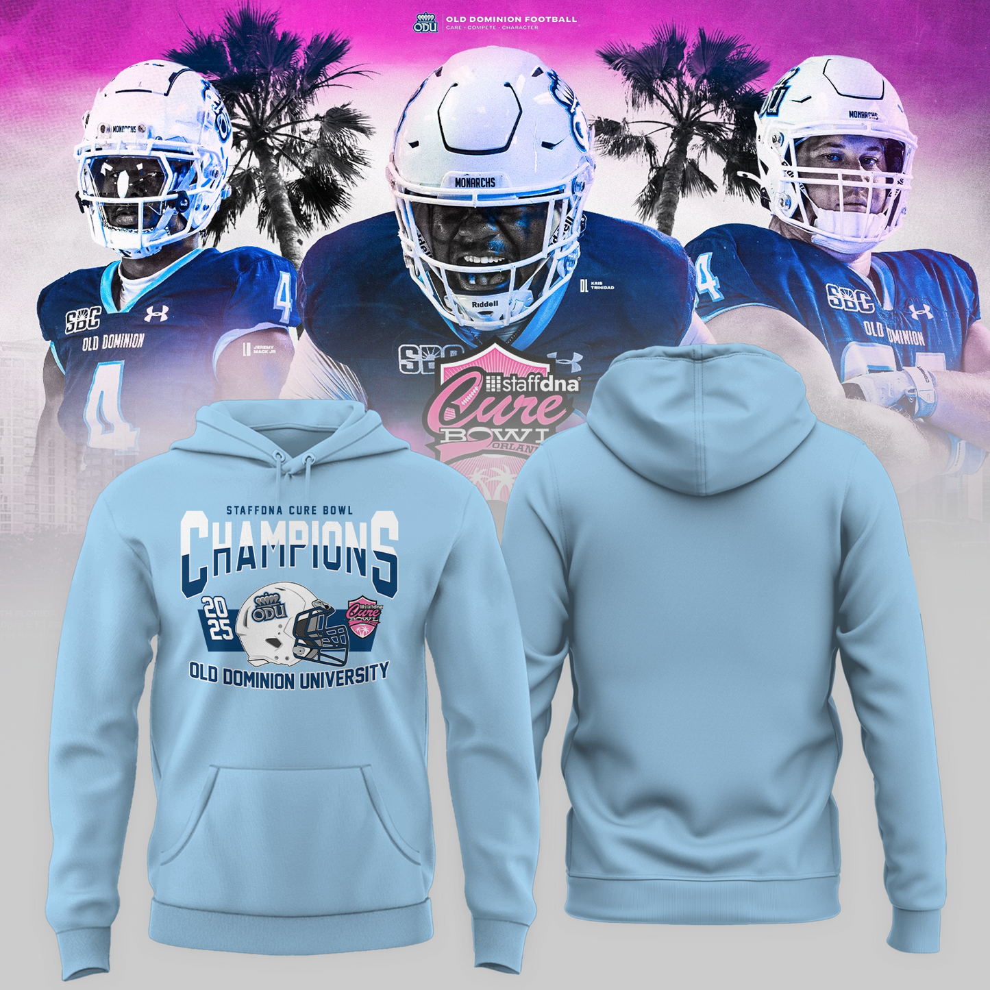 Old Dominion University 2025 STAFFDNA CURE BOWL Champions Hoodie