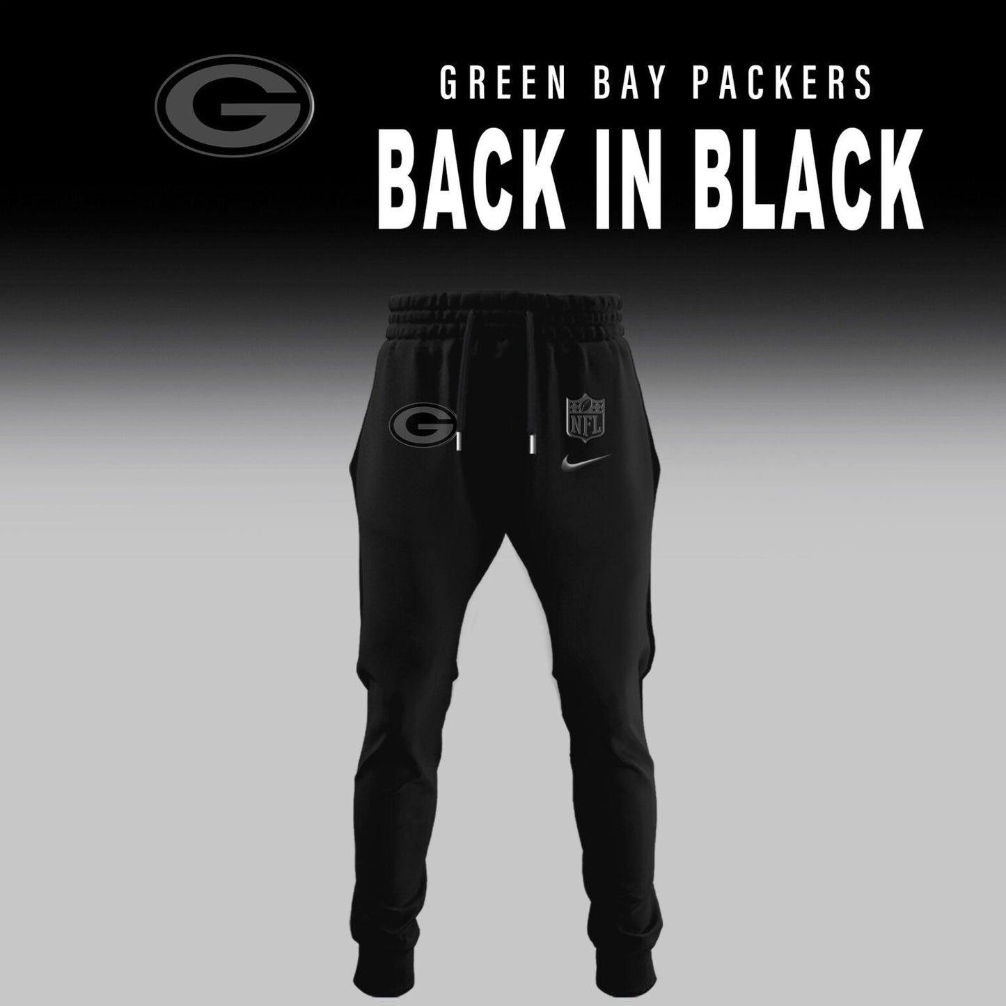 Green Bay Packers Back In Black Half Zip Hoodie