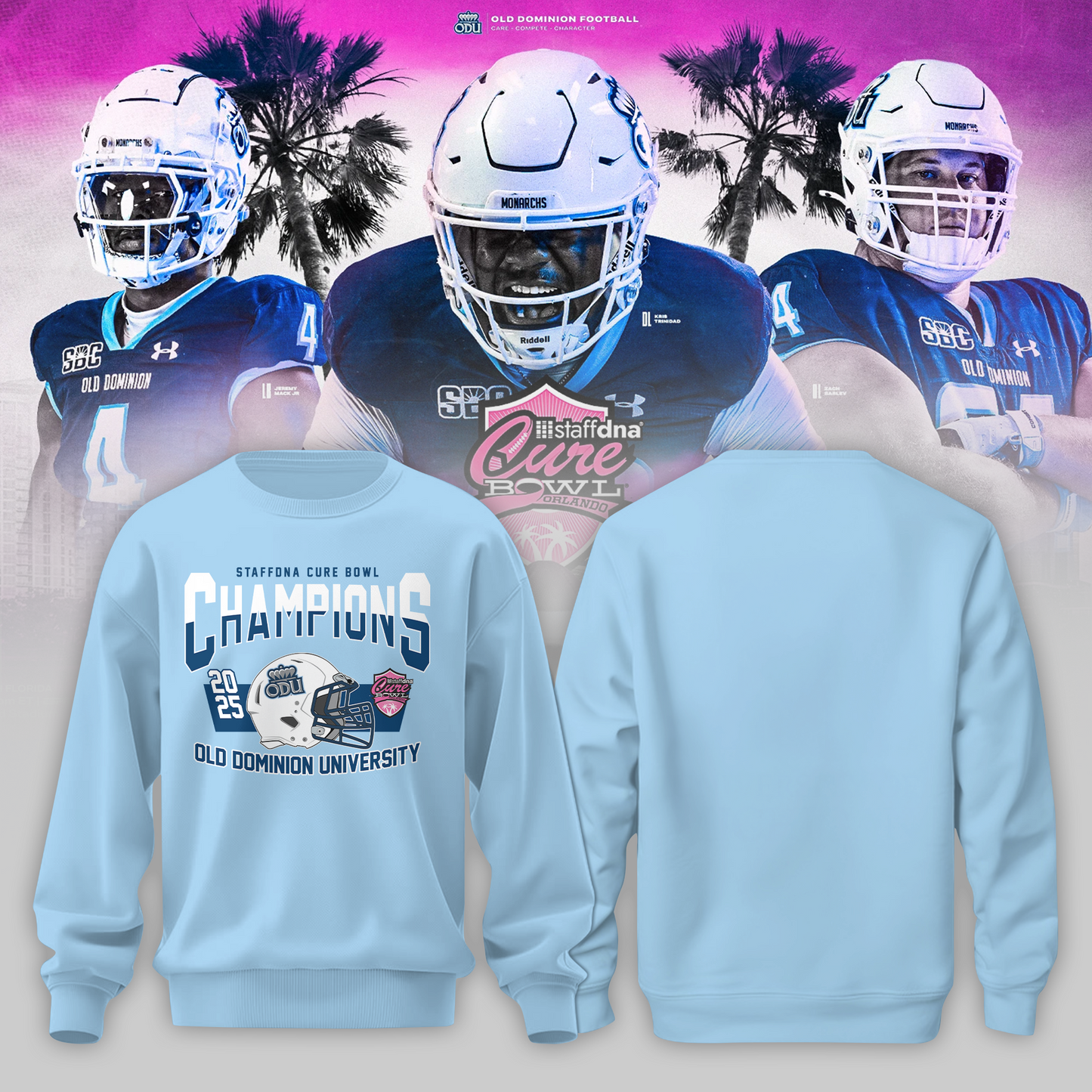 Old Dominion University 2025 STAFFDNA CURE BOWL Champions Sweater