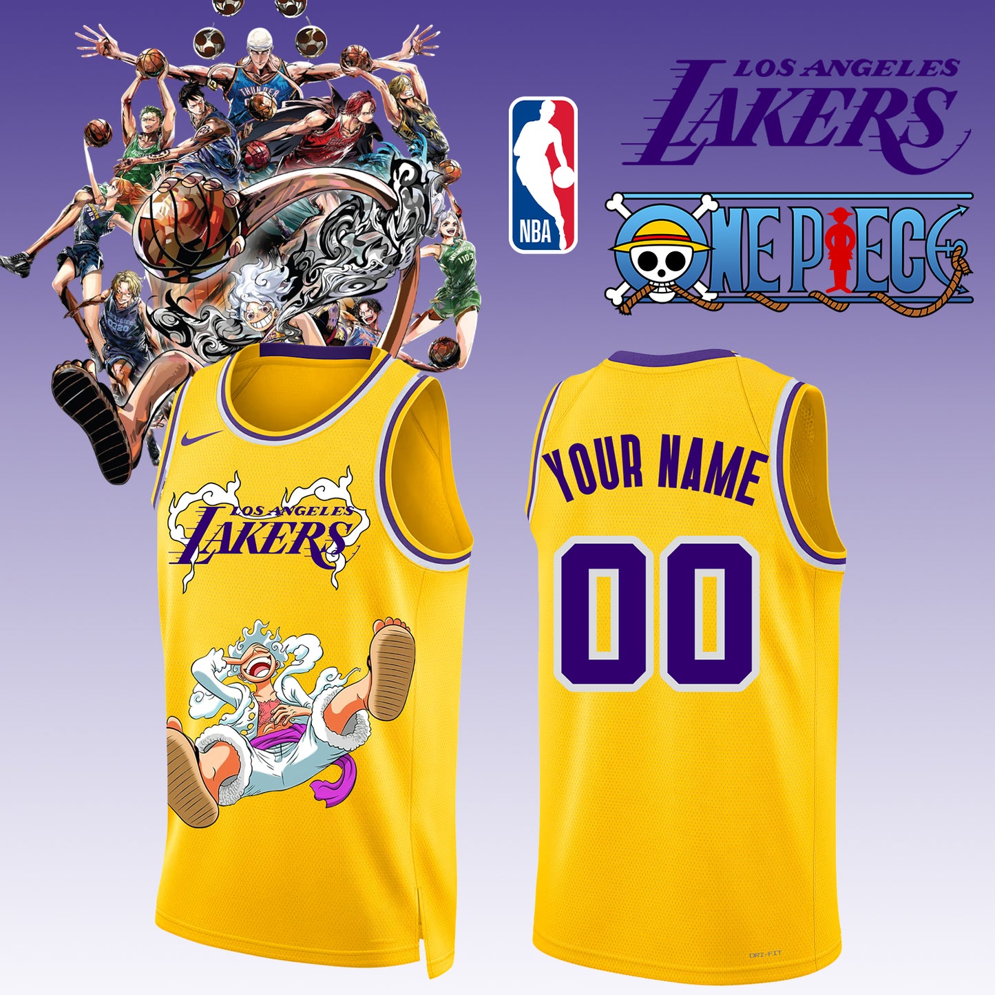 _,ONE PIECE × NBA Los Angeles Lakers 2025 Jersey ( Custom Name & Number ) 2