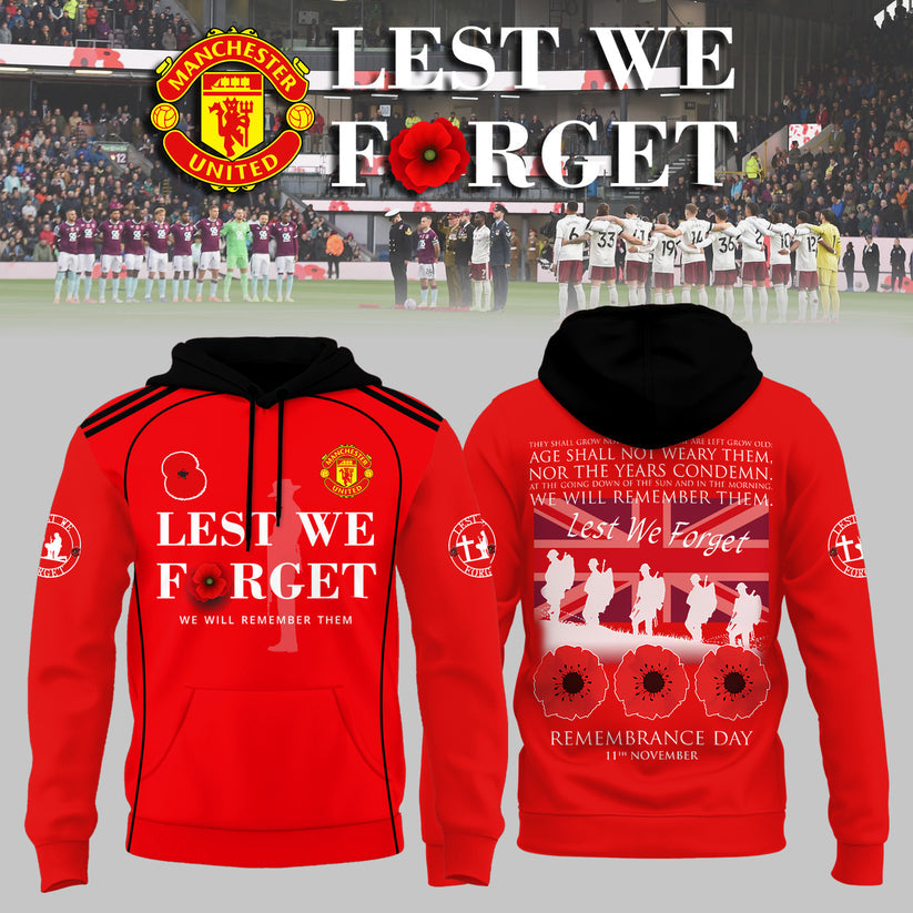 🌺 Manchester United FC 🌺 Lest We Forget 2025 Limited Edition Combo Hoodie