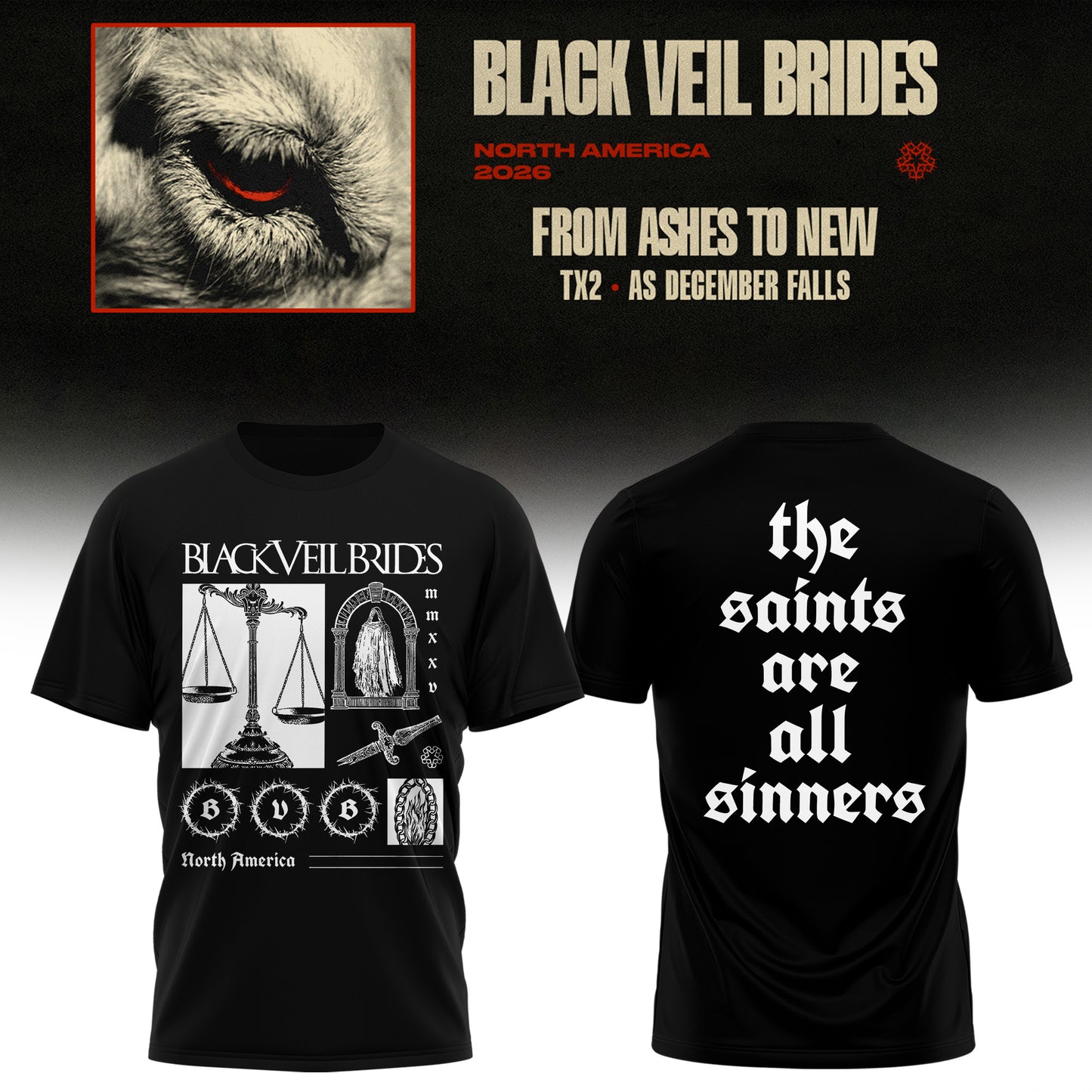 Black Veil Brides – From Ashes To New Tour (North America 2026) Limited Tshirt
