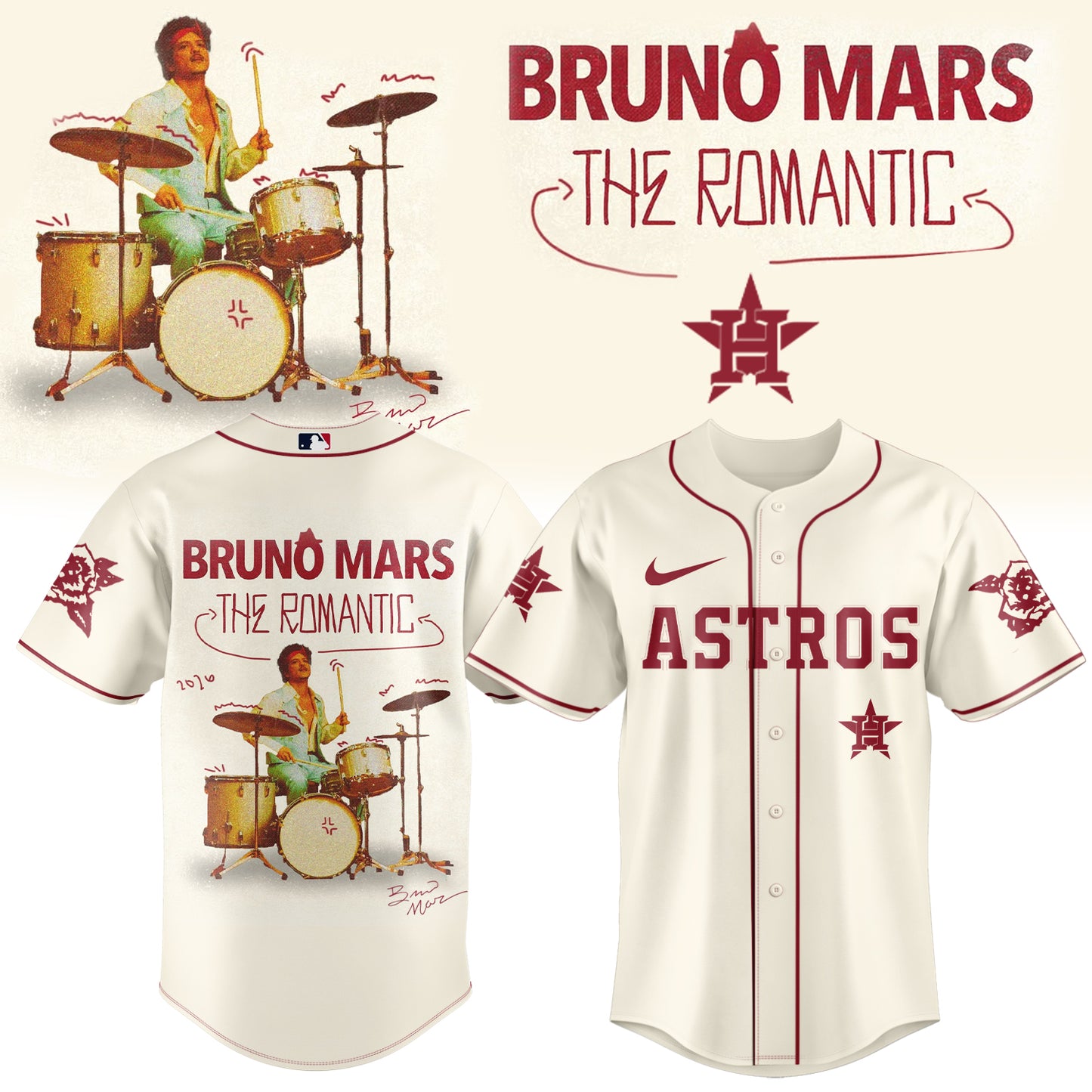 ,,Baseball X Bruno Mars ”The Romantic Tour 2026” Limited Edition Signature – Jersey 2