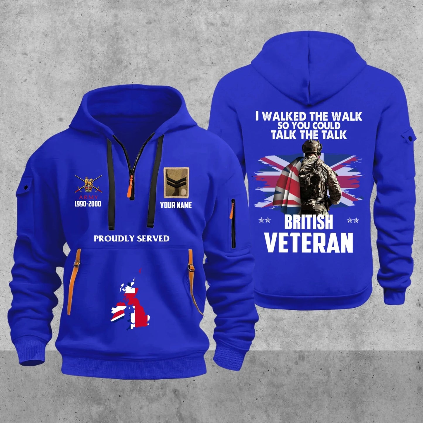 Personalized UK Soldier/ Veteran With Name, Year And Rank Zip Hoodie Multicolor