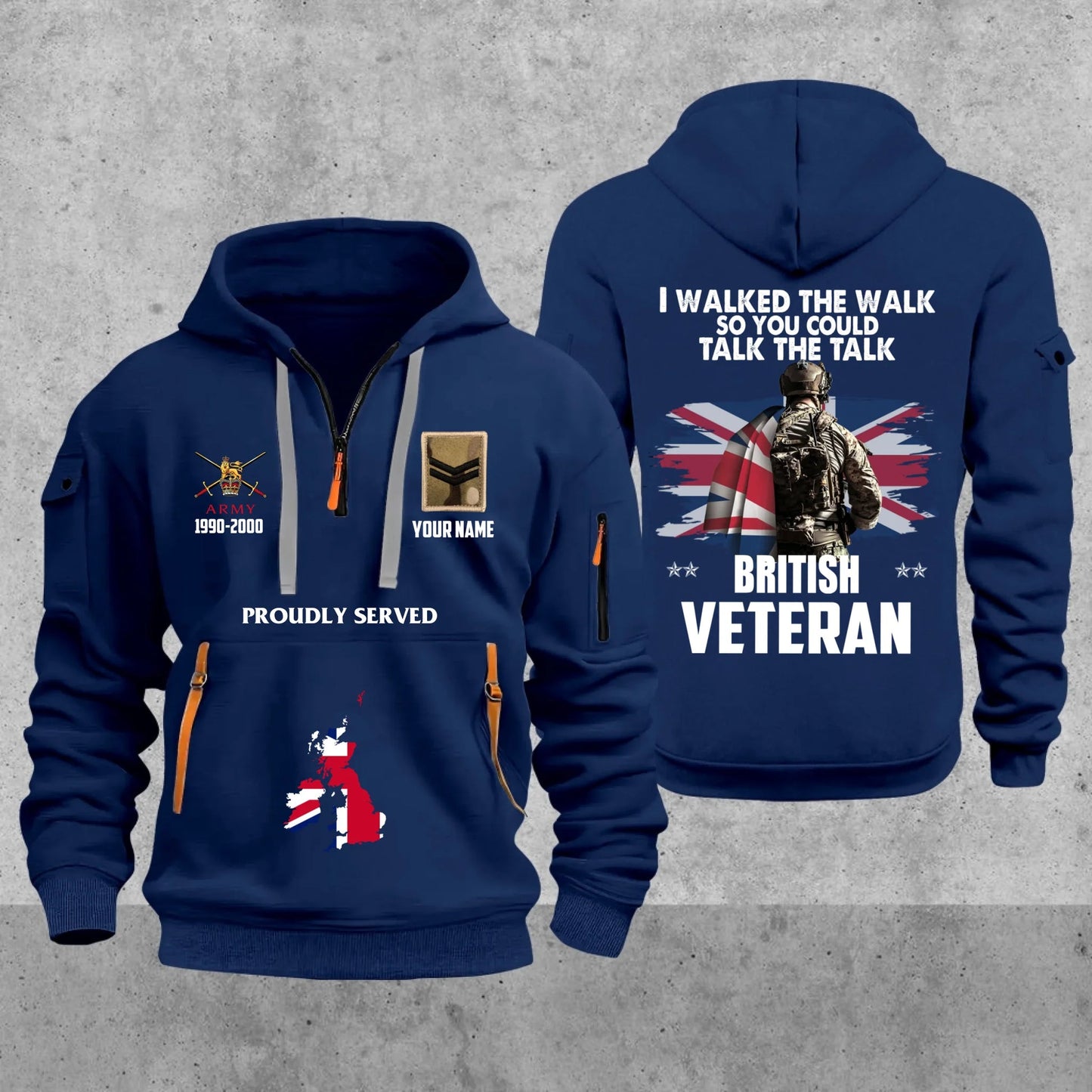 Personalized UK Soldier/ Veteran With Name, Year And Rank Zip Hoodie Multicolor