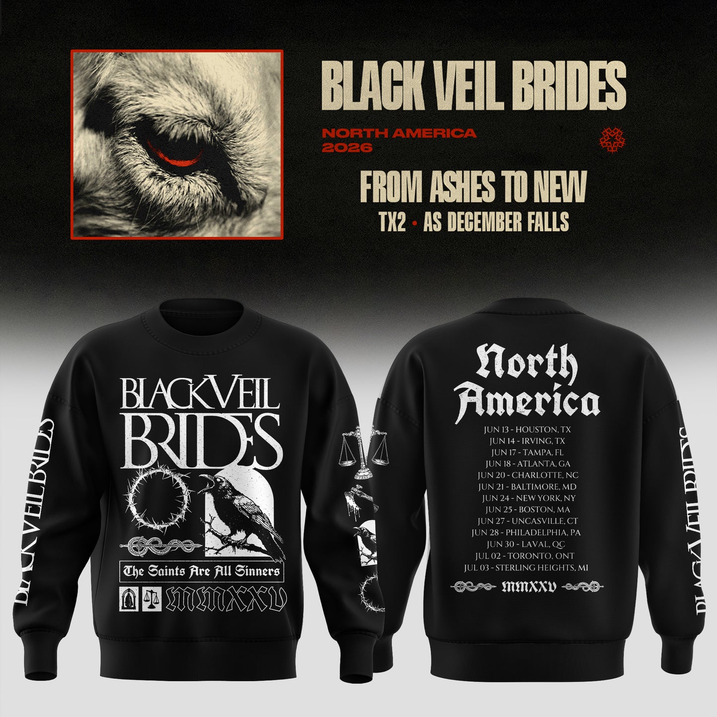 Black Veil Brides – From Ashes To New Tour (North America 2026) Sweater
