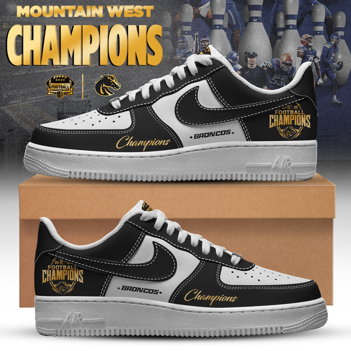 Boise State Broncos Champions Air Force 1 Fashions Shoes Limited Ver 2