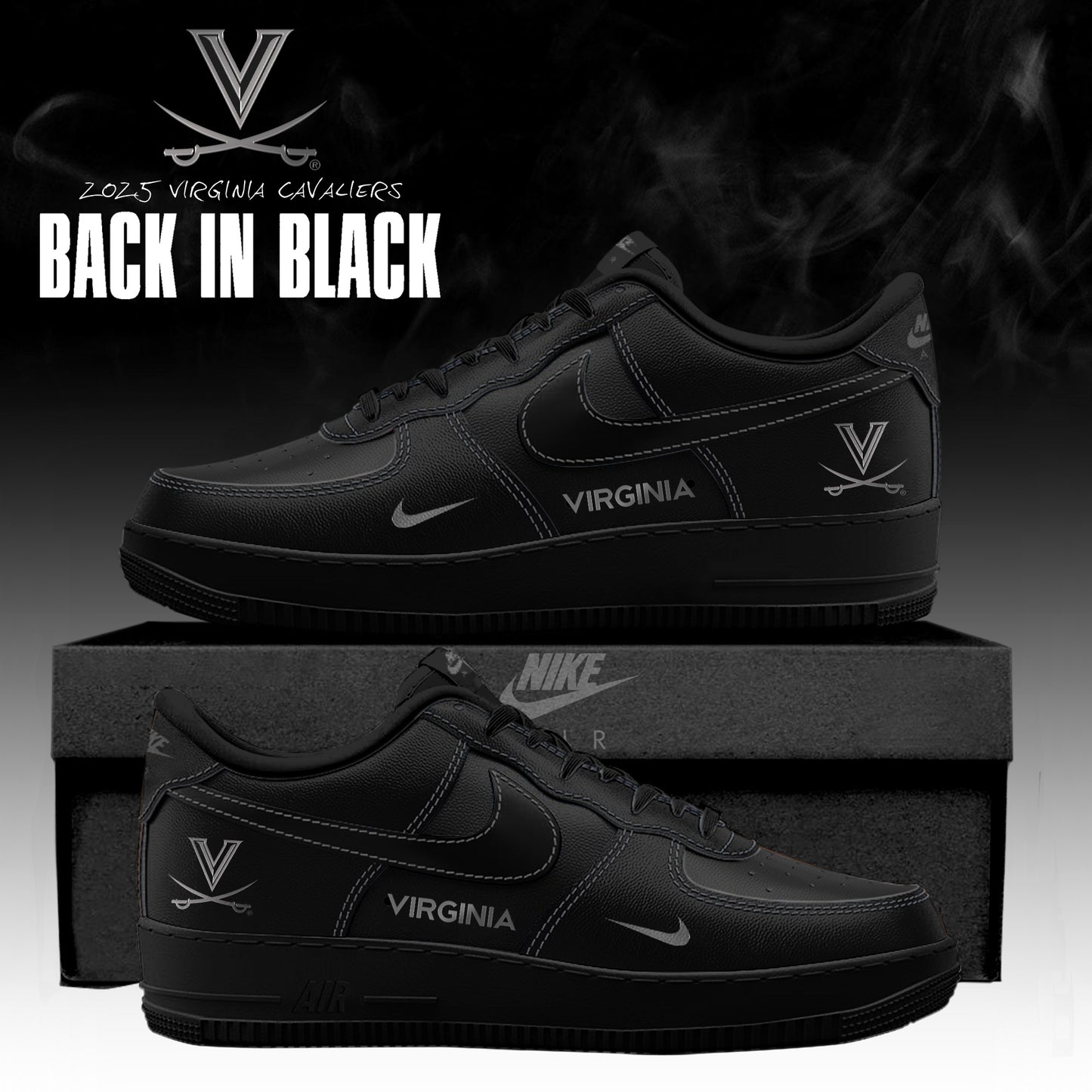 Virginia Cavaliers ‘Back in Black’ 2025 Special Edition AF1 Sneakers