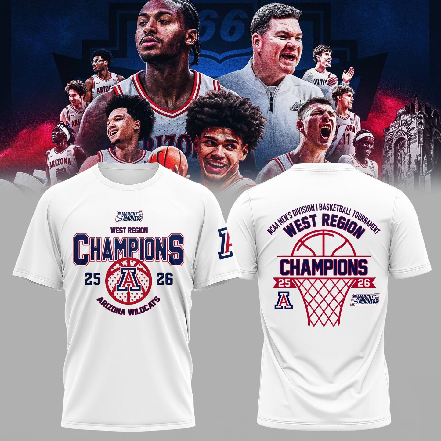 Arizona Wildcats West Region Champions 2026 T-Shirt – March Madness Basketball Tee