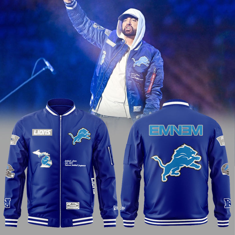 Alpha Industries Blue Detroit Lions x Eminem Combo Zip Bomber