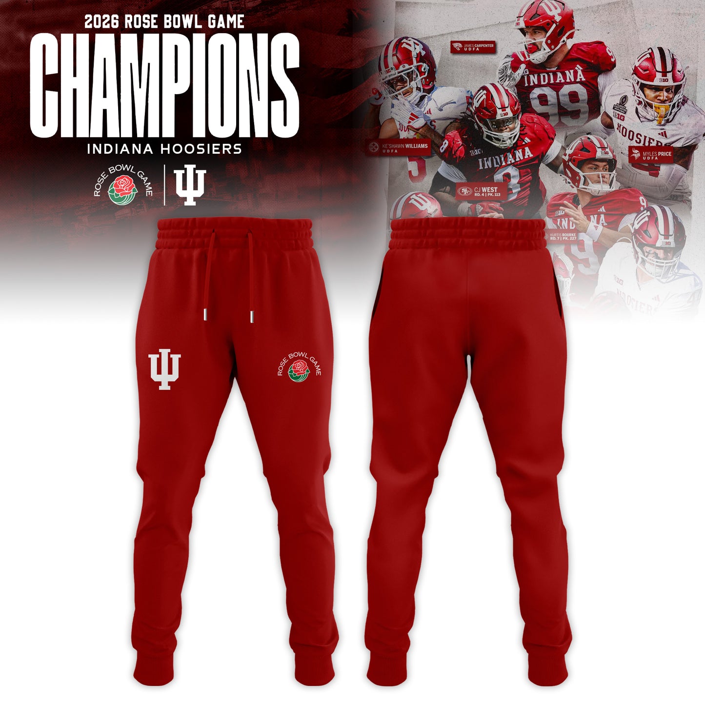 Indiana Hoosiers 2026 Rose Bowl Champions Hoodie