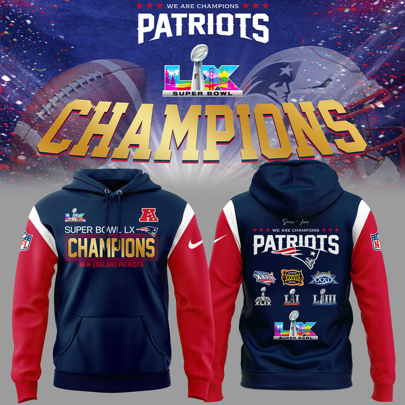 Limited Edition PATRIOTS CHAMPIONS Super Bowl LX Hoodie