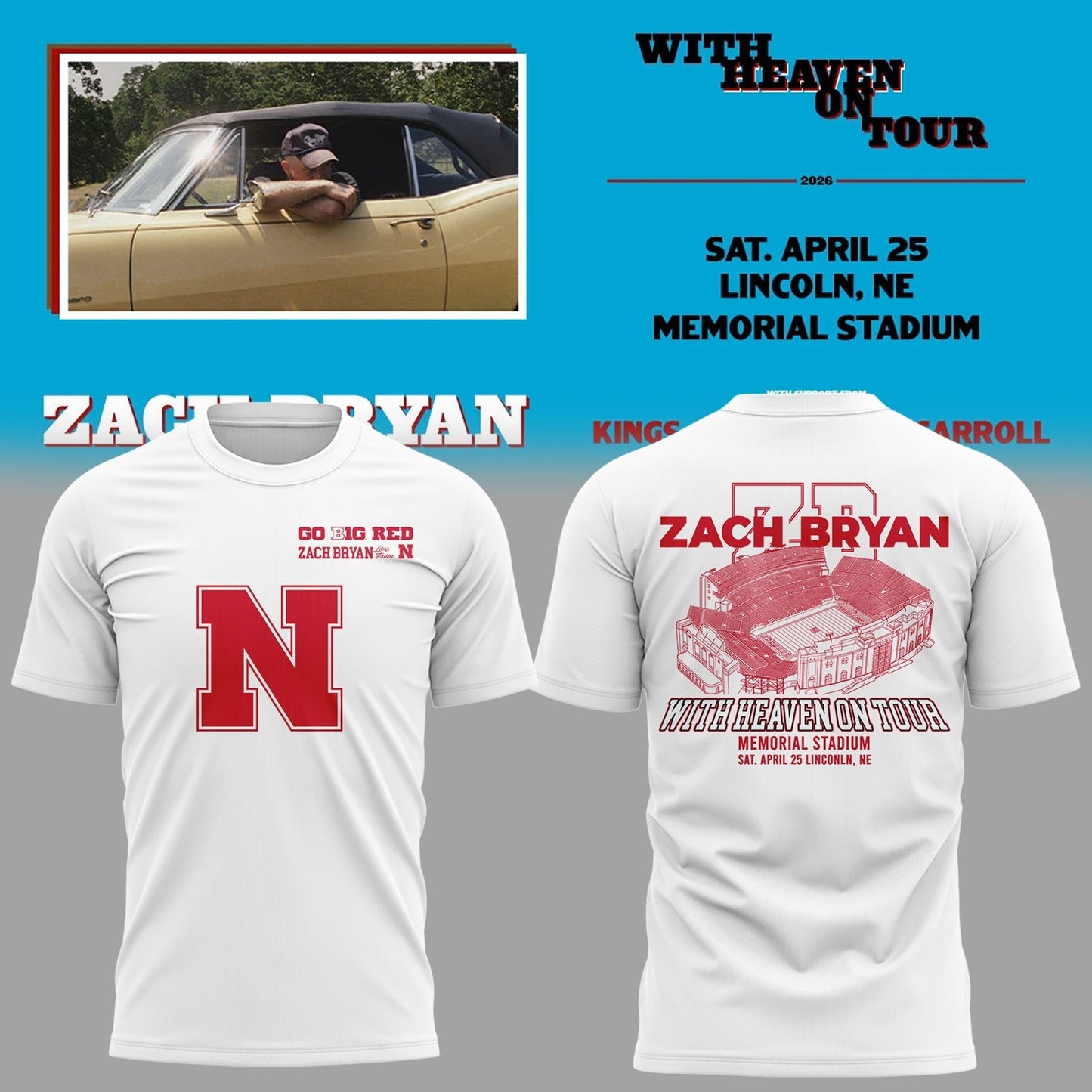 Limited Edition “With Heaven On Tour 2026” at Memorial Stadium Shirt