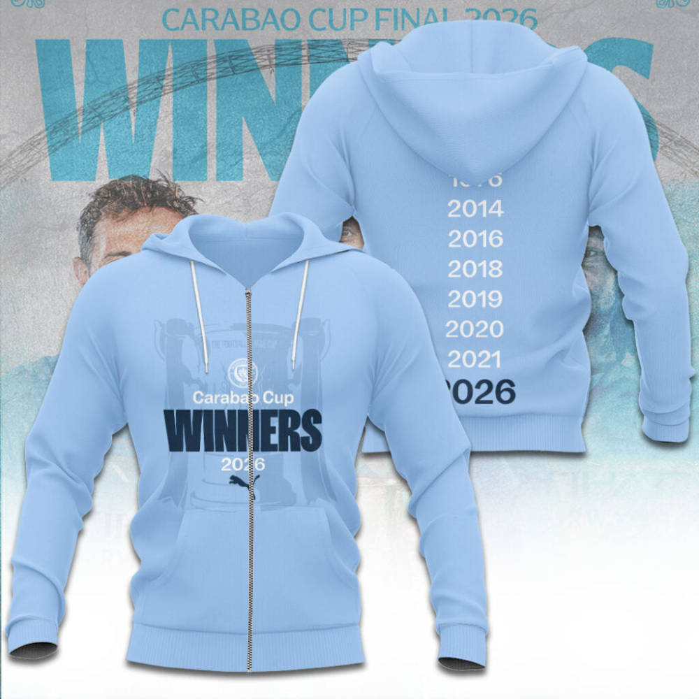 Manchester City Carabao Cup Winner’s 2026 3D ZipHoodie