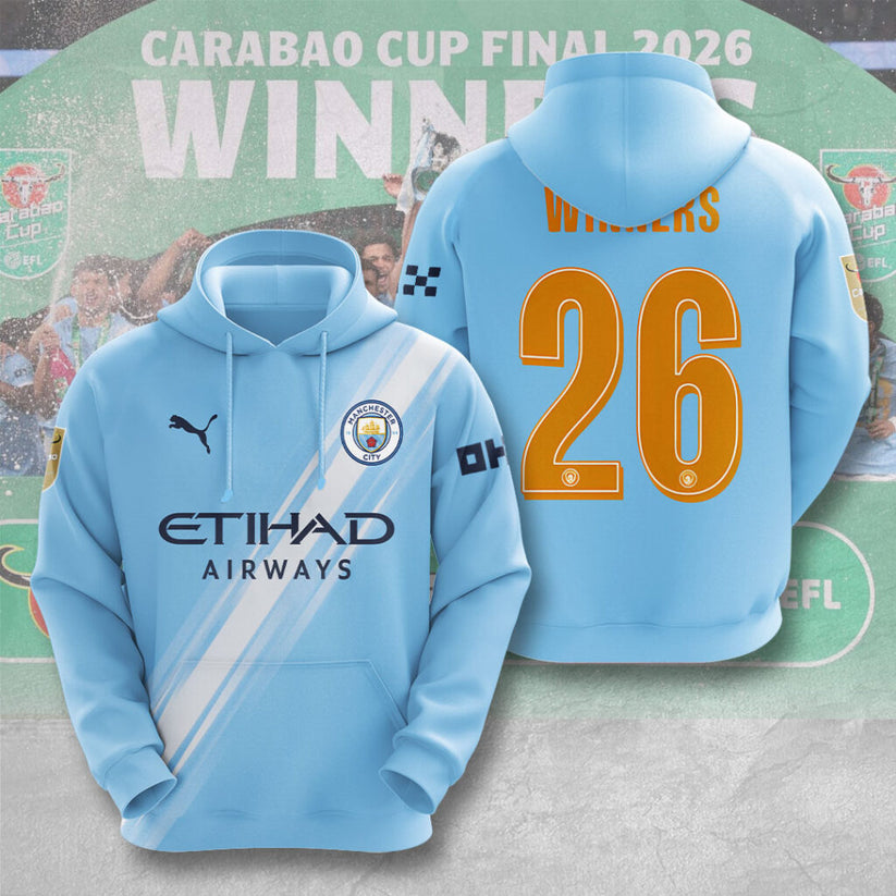 Manchester City Carabao Cup Winner’s 2026 3D Hoodie