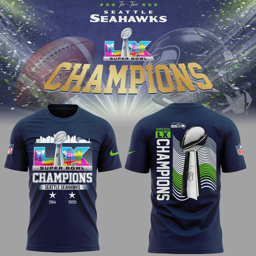 Seattle Seahawks– Super Bowl LX 2025 Champions T-Shirt