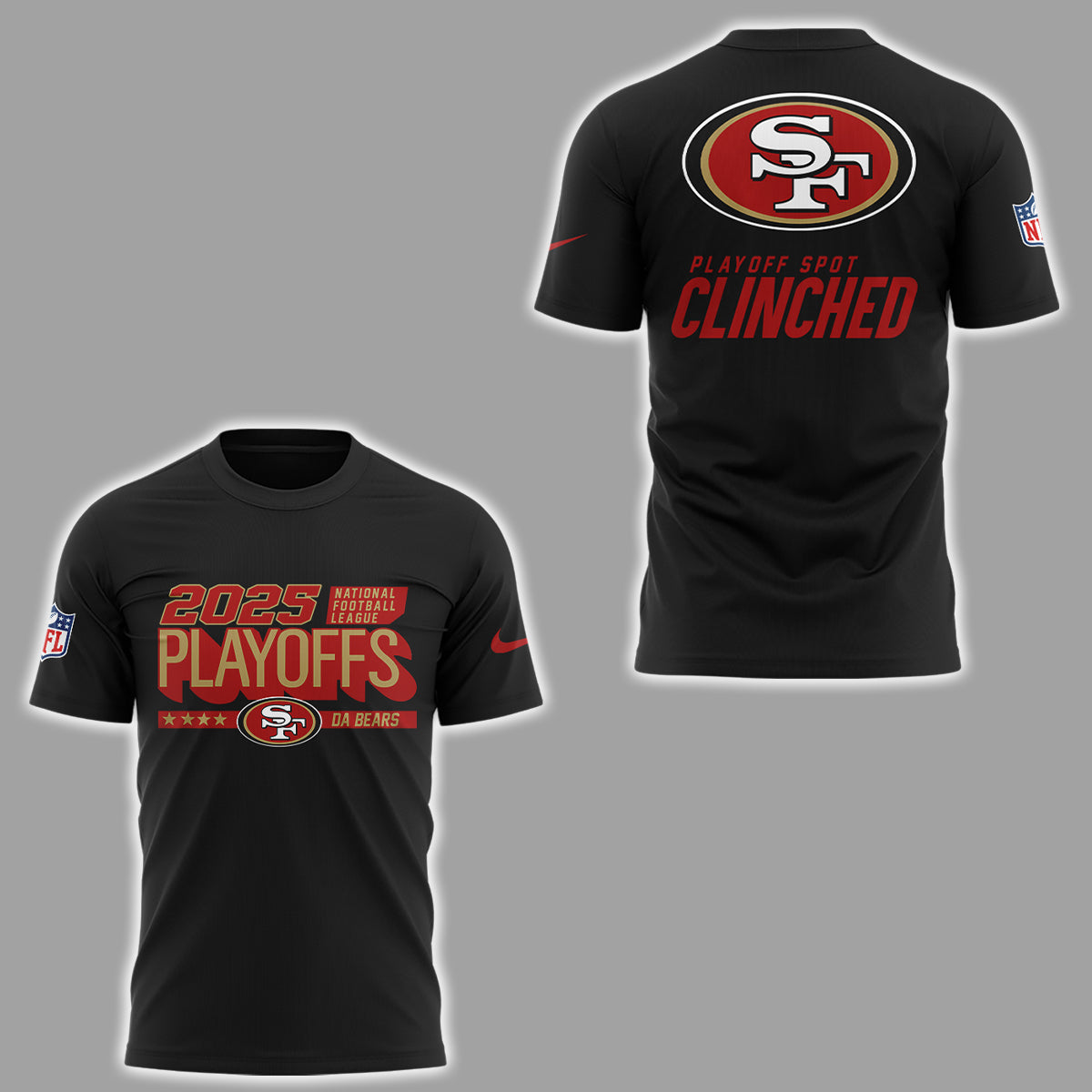 Limited Edition 2025 49ers Playoffs Clinched T-Shirt-ND12222539