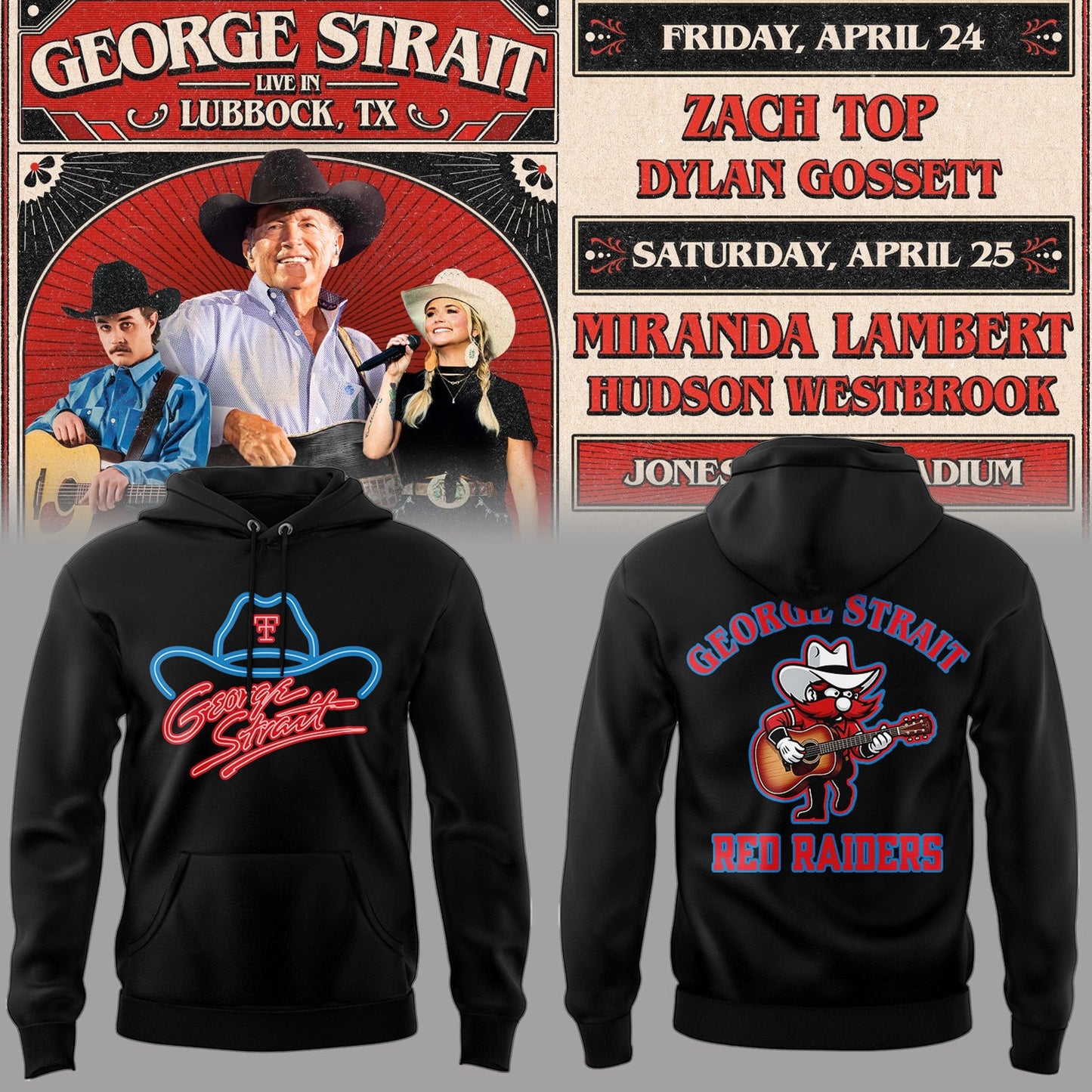 Limited Edition G. Strait x Texas Tech At Jones AT&T Stadium Hoodie