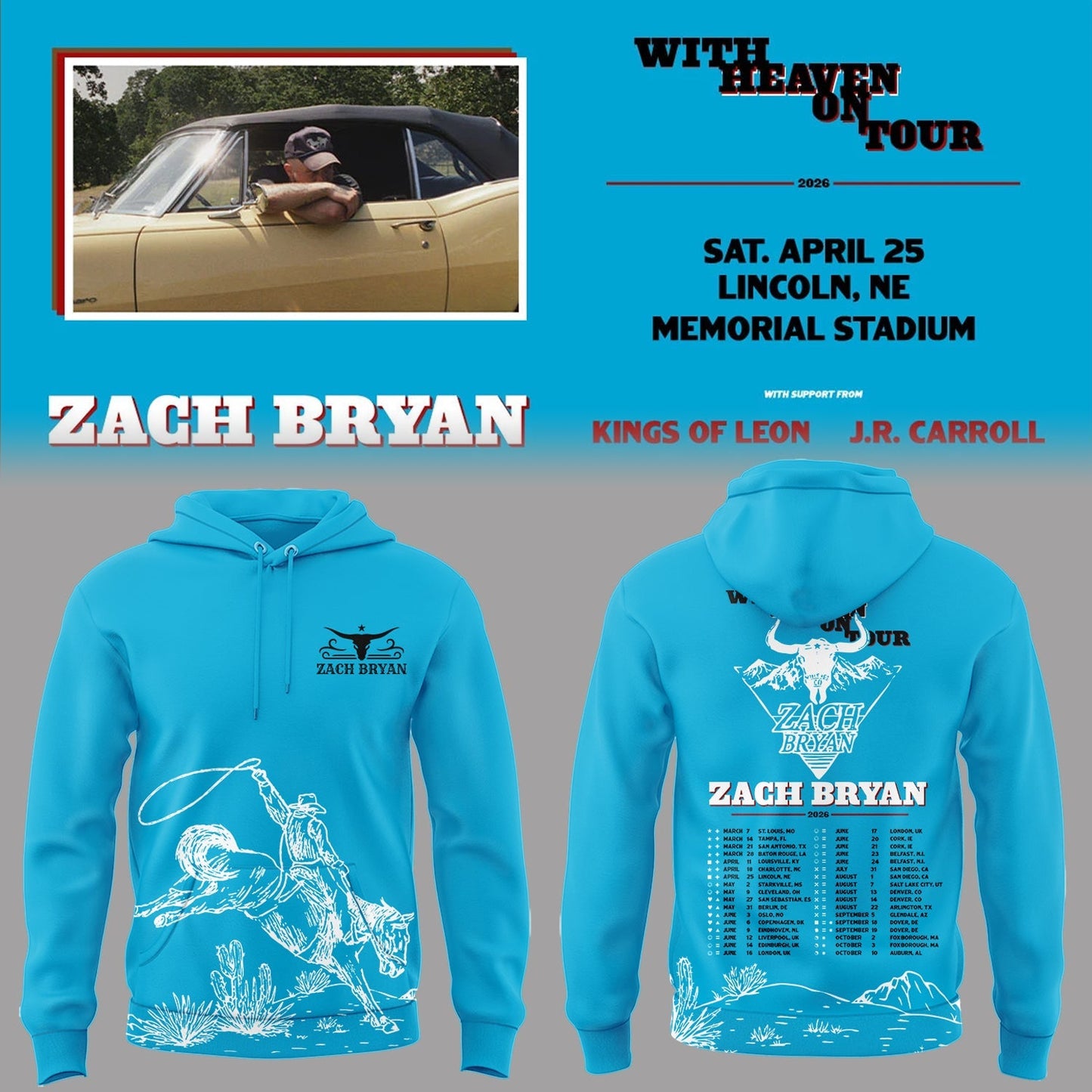 Limited Edition “With Heaven On Tour 2026” at Memorial Stadium Hoodie