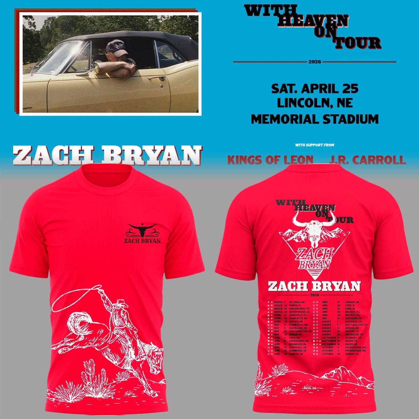 Limited Edition “With Heaven On Tour 2026” at Memorial Stadium Shirt