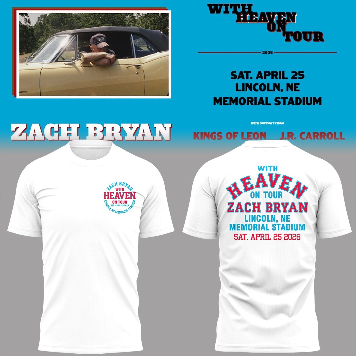 Limited Edition “With Heaven On Tour 2026” at Memorial Stadium Shirt