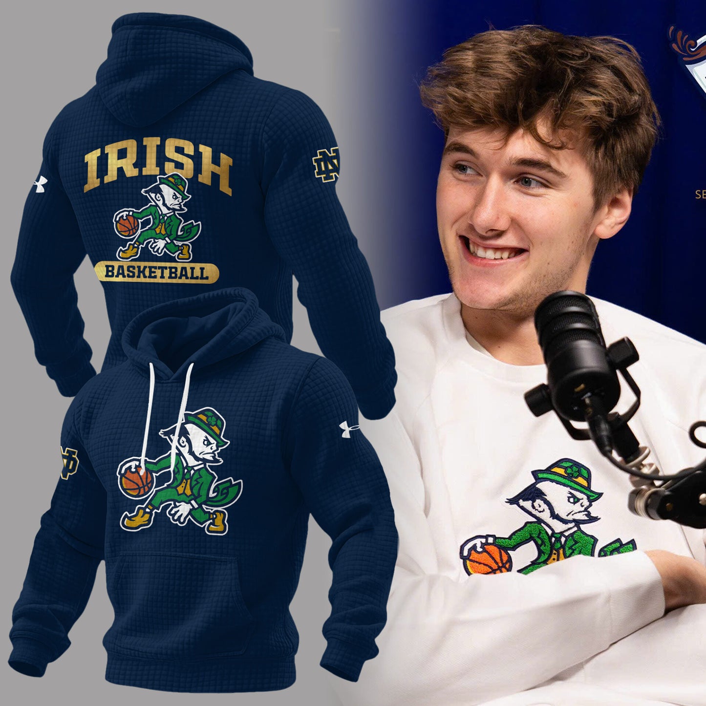 Limited Edition ND Basketball New Logo Waffle Hoodie-PA121025009