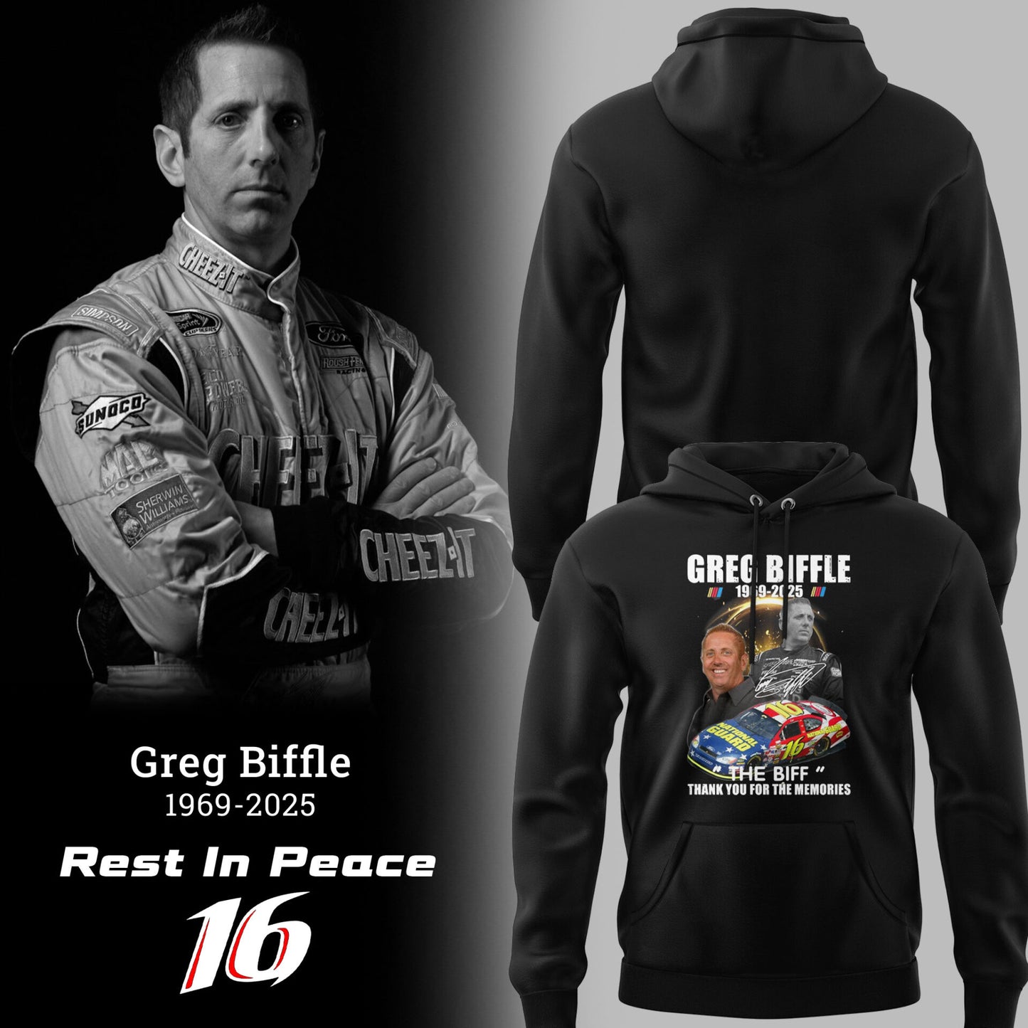 Limited Edition Rest In Peace Greg Biffle Hoodie-PU25121937