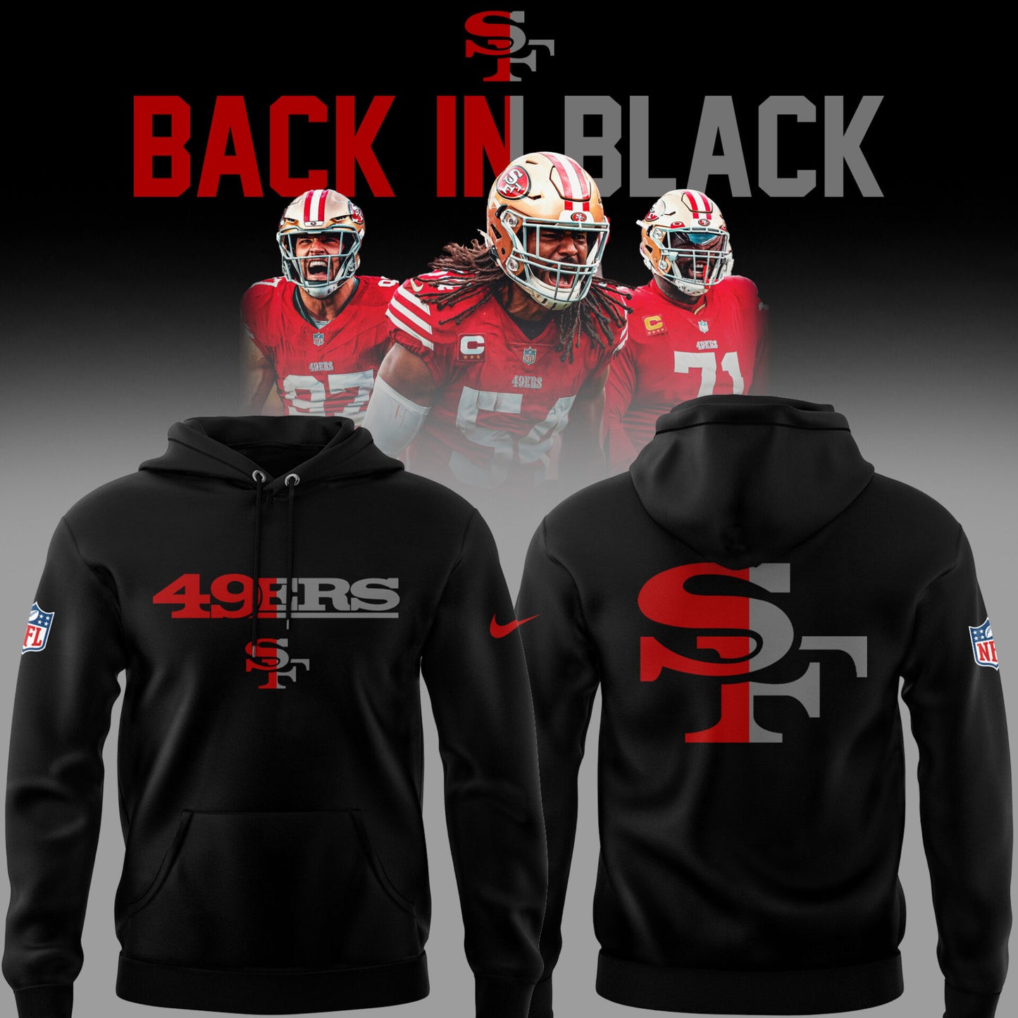 Limited Edition 49e 🏈 Back In Black Hoodie-PU25122408