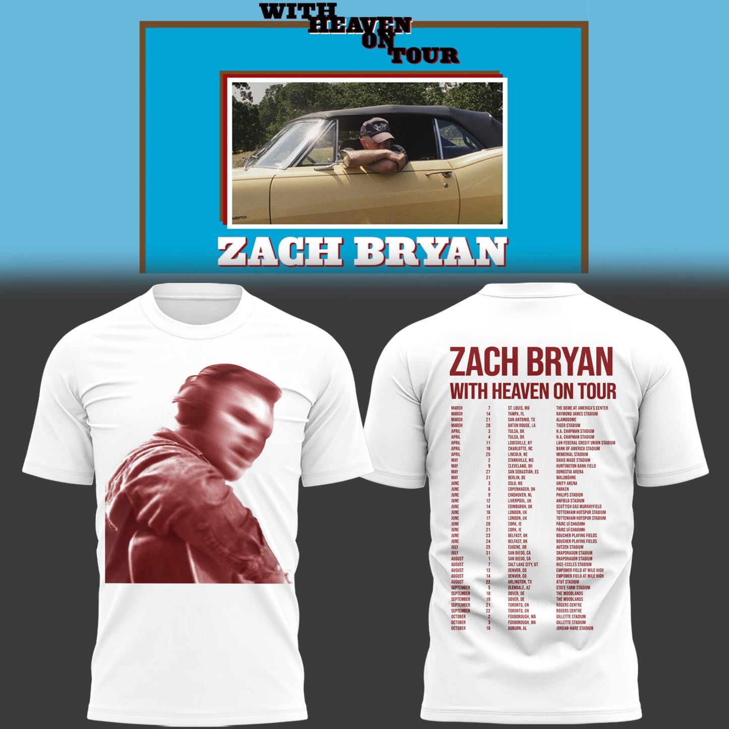 Limited Zach “With Heaven On Tour 2026.” TShirt-PU26030713