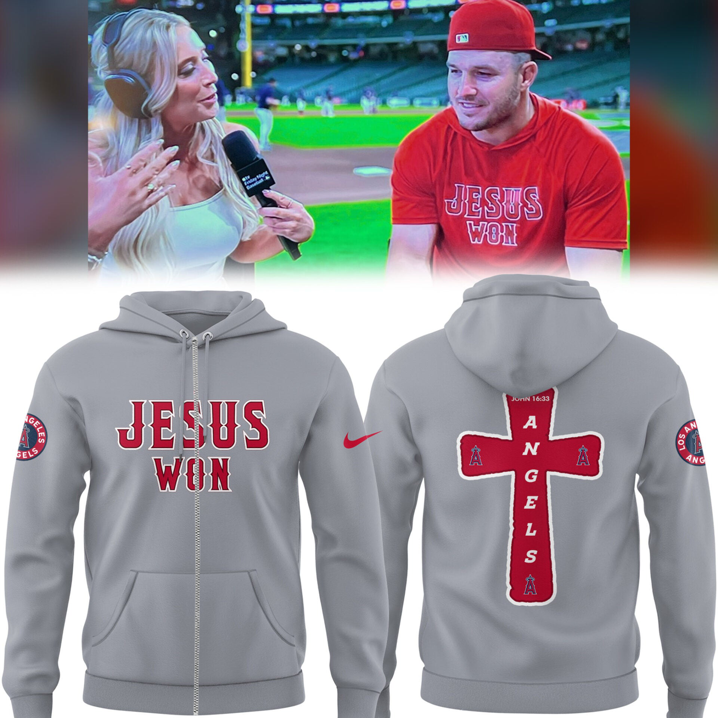 Los Angeles Angels Limited Edition Jesus Won Zip Hoodie ✝️⚾