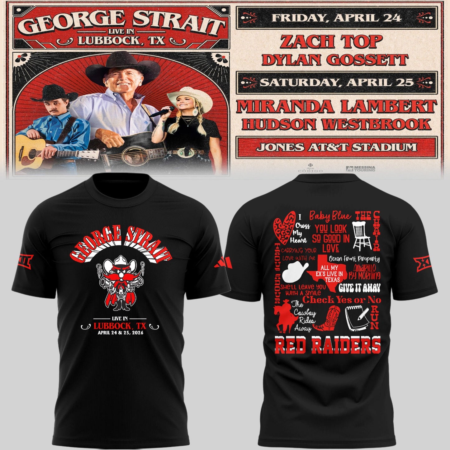 Limited Edition G. Strait x Texas Tech At Jones AT&T Stadium Tshirt