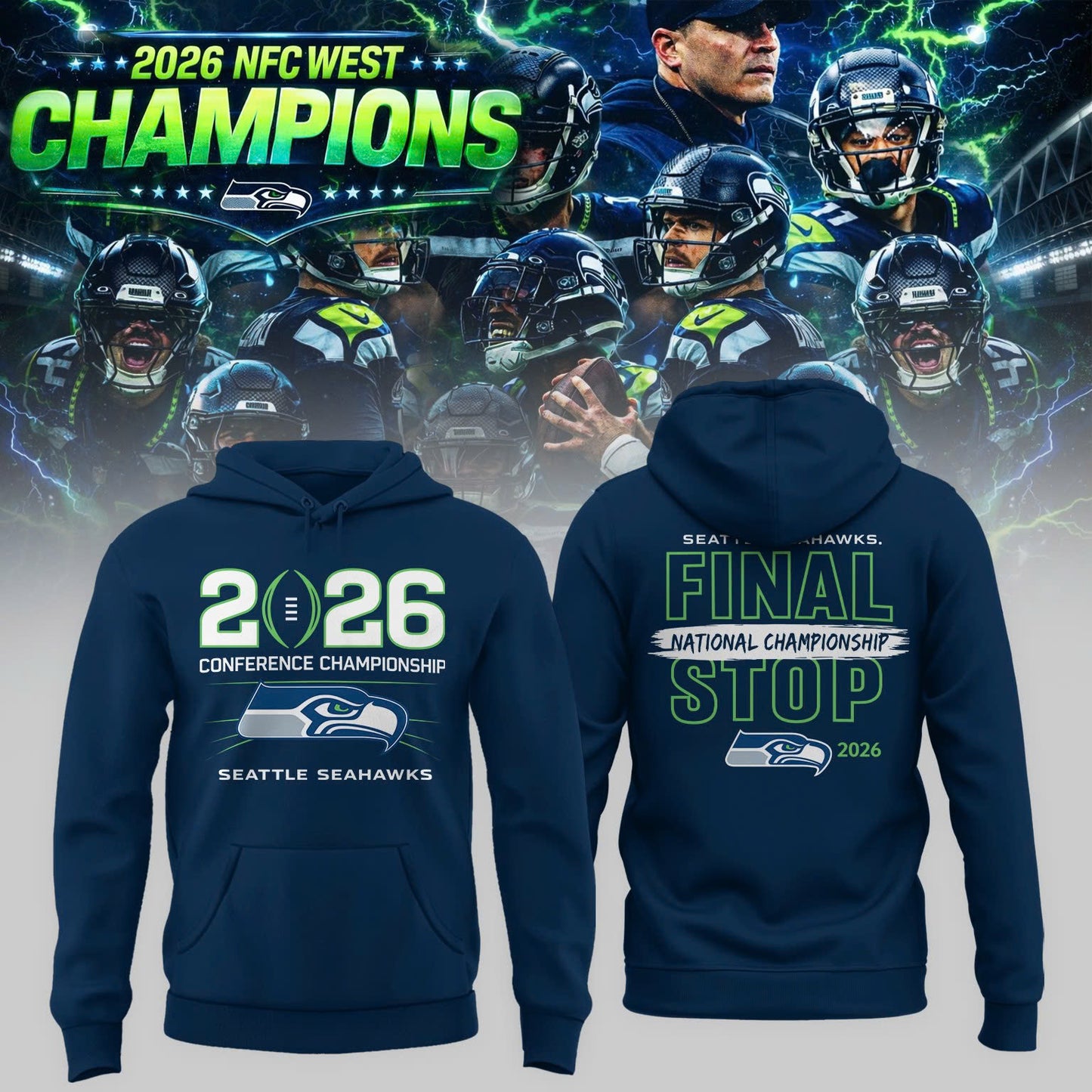 Seattle Seahawks: 2026 NFC West Champions Official Fan Hoodie