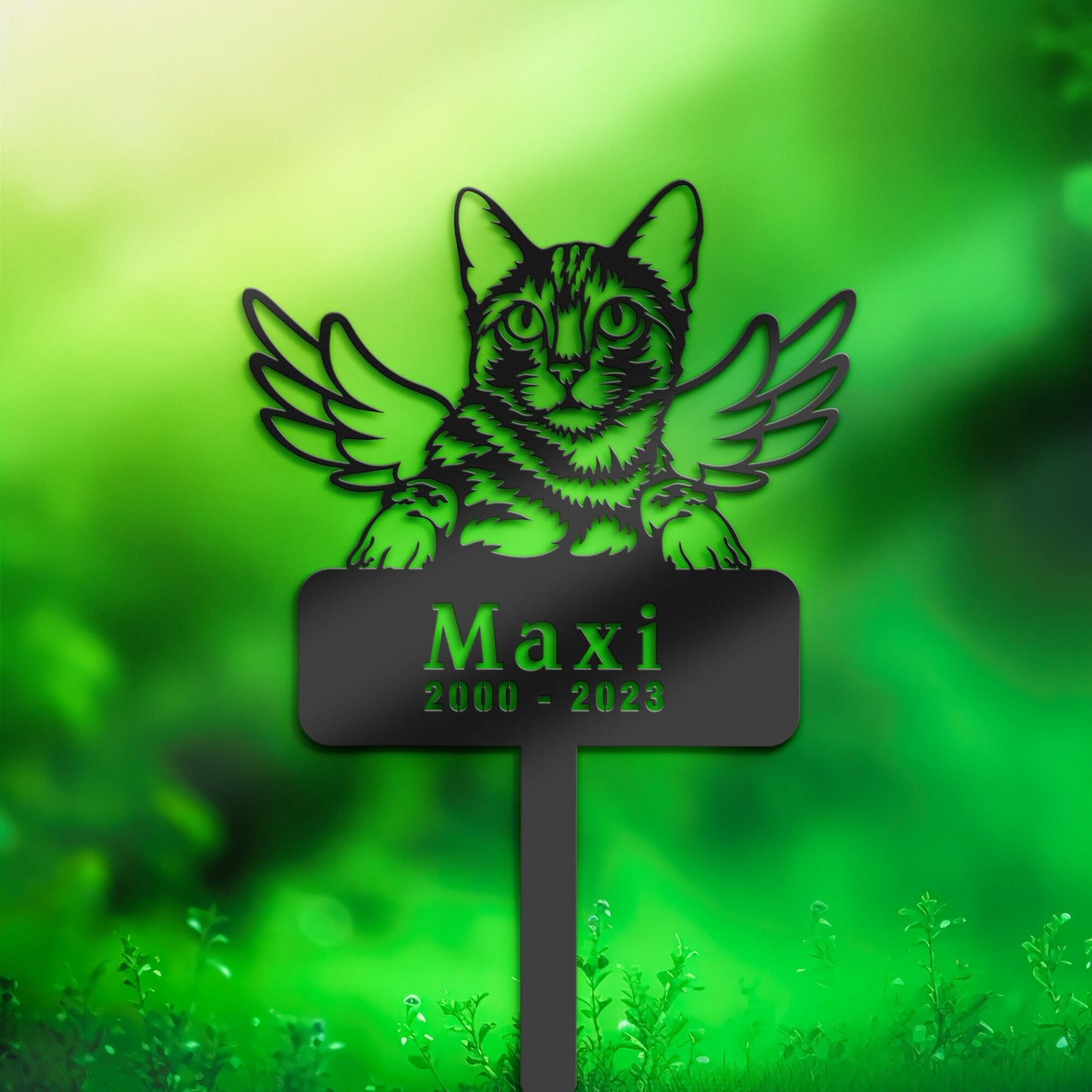 Personalized Bengal Cat Memorial Stake, Metal Stake, Sympathy Sign, Pet Grave Marker, Remembrance Stake