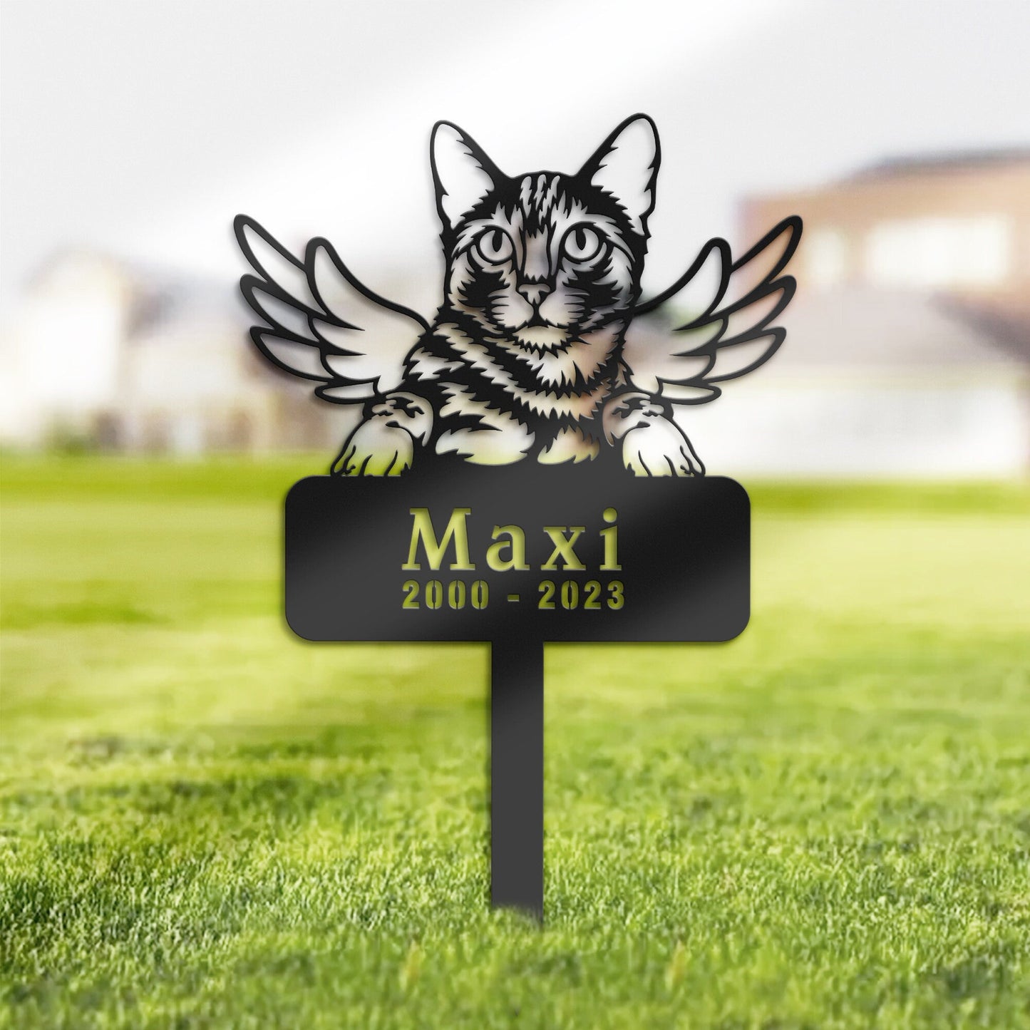 Personalized Bengal Cat Memorial Stake, Metal Stake, Sympathy Sign, Pet Grave Marker, Remembrance Stake