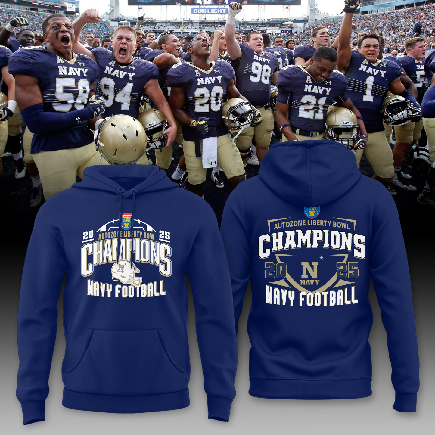 Navy Champions AUTOZONE LIBERTY BOWL Limited Edition Hoodie 2025