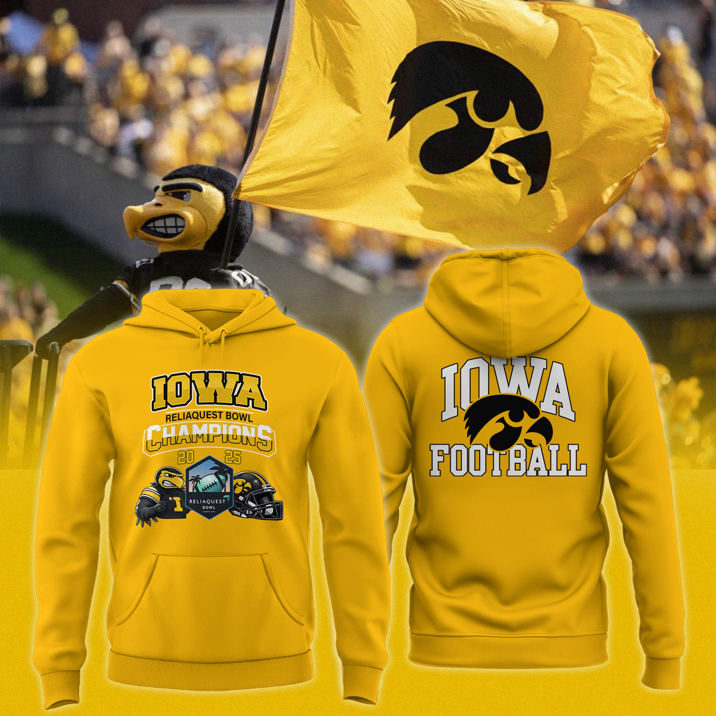 Iowa 2025 RELIAQUEST BOWL Champions Hoodie Limited Edition