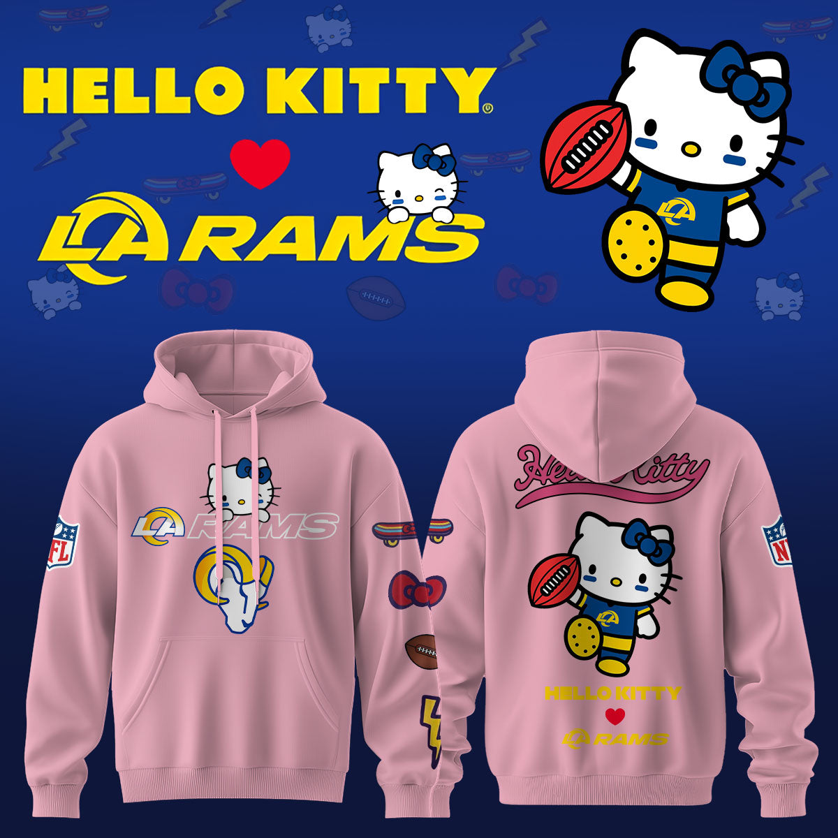 .Los Angeles Rams x Hello Kitty Limited Hoodie