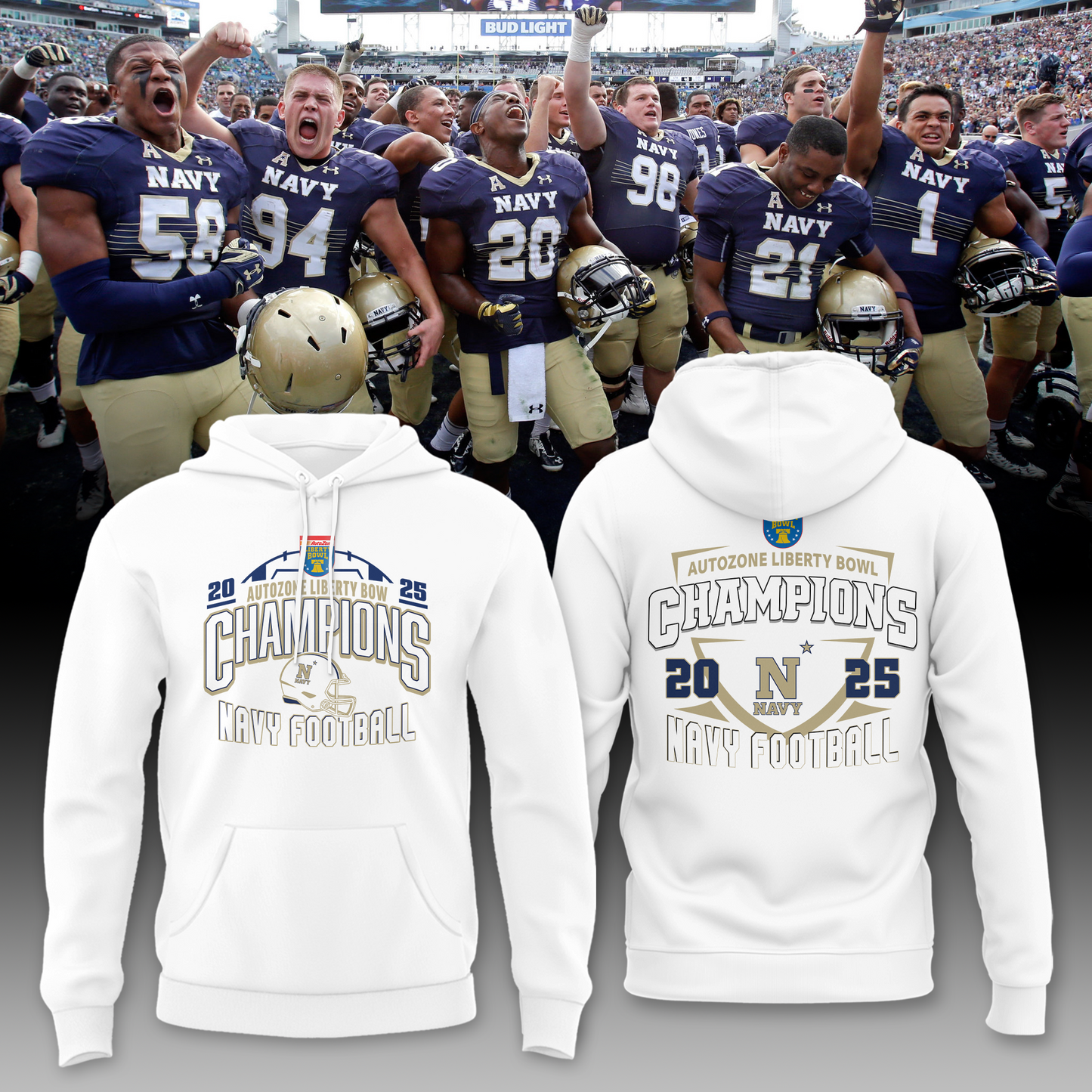 Navy Champions AUTOZONE LIBERTY BOWL Limited Edition Hoodie 2025