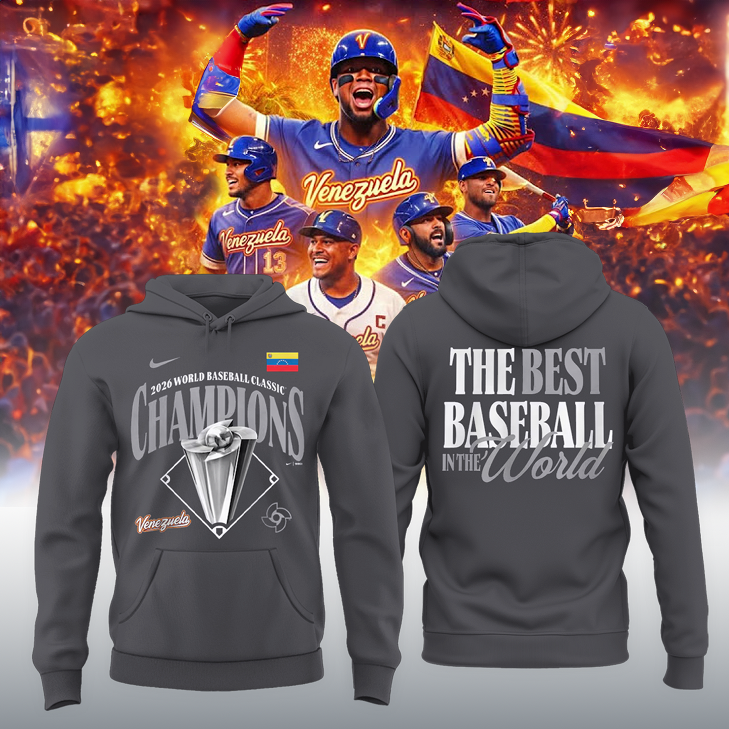 Venezuela Baseball LEGENDS 2026 World Baseball Classic Champions Hoodie