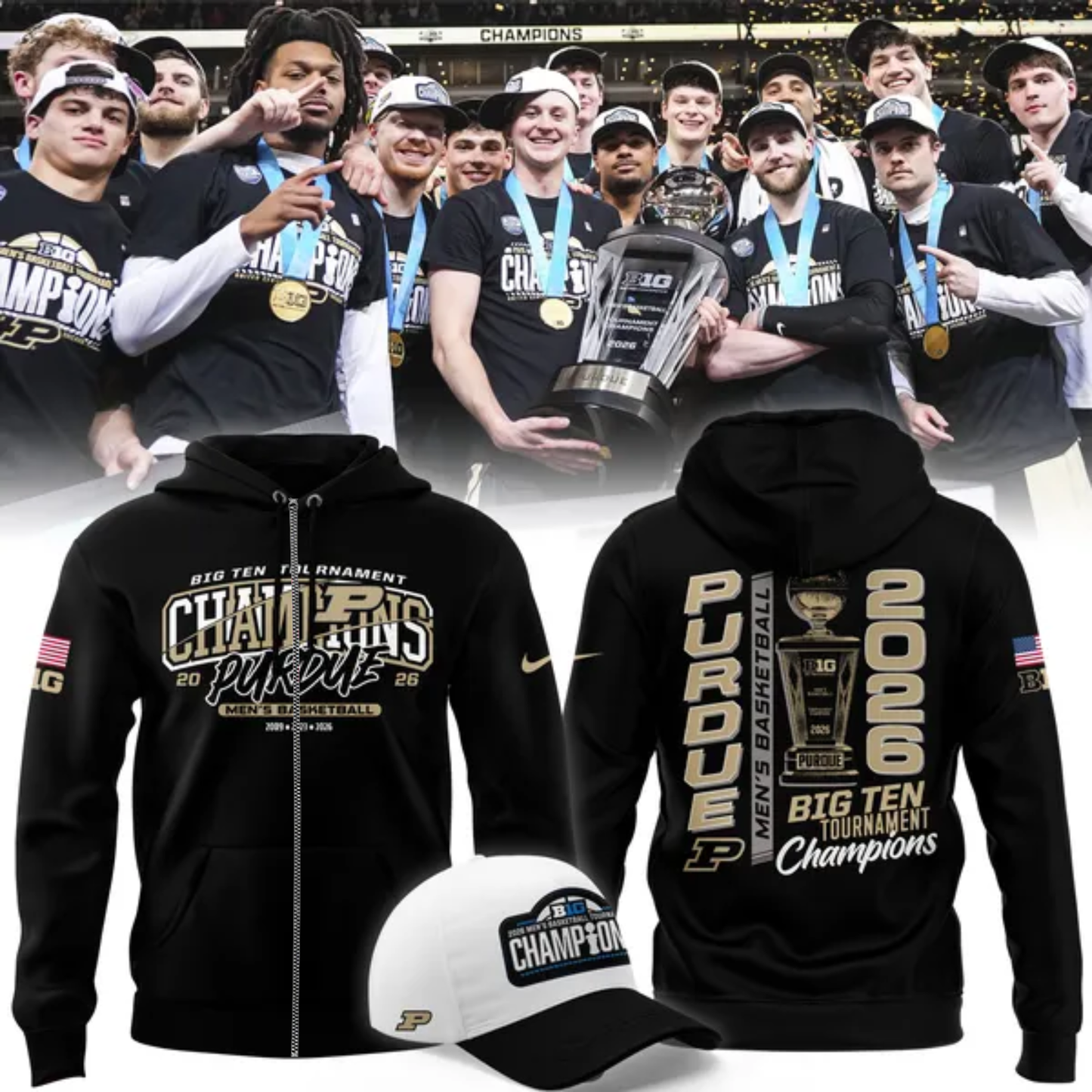 04.Purdue Men's Basketball 2026 Big Ten Tournament Champions ZipHoodie