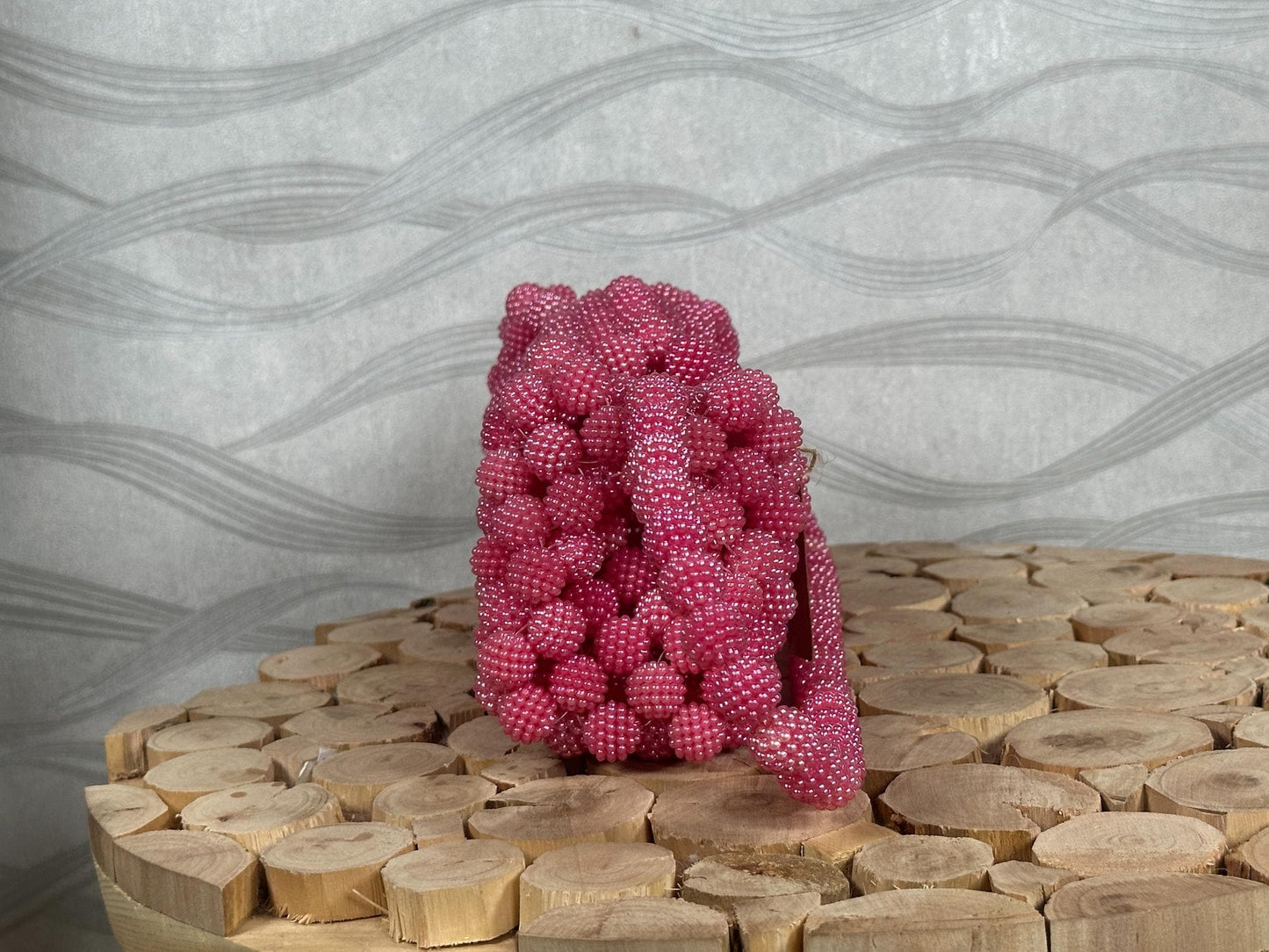 Handmade Pink Beaded Bridal Bag: Pearl Evening Clutch