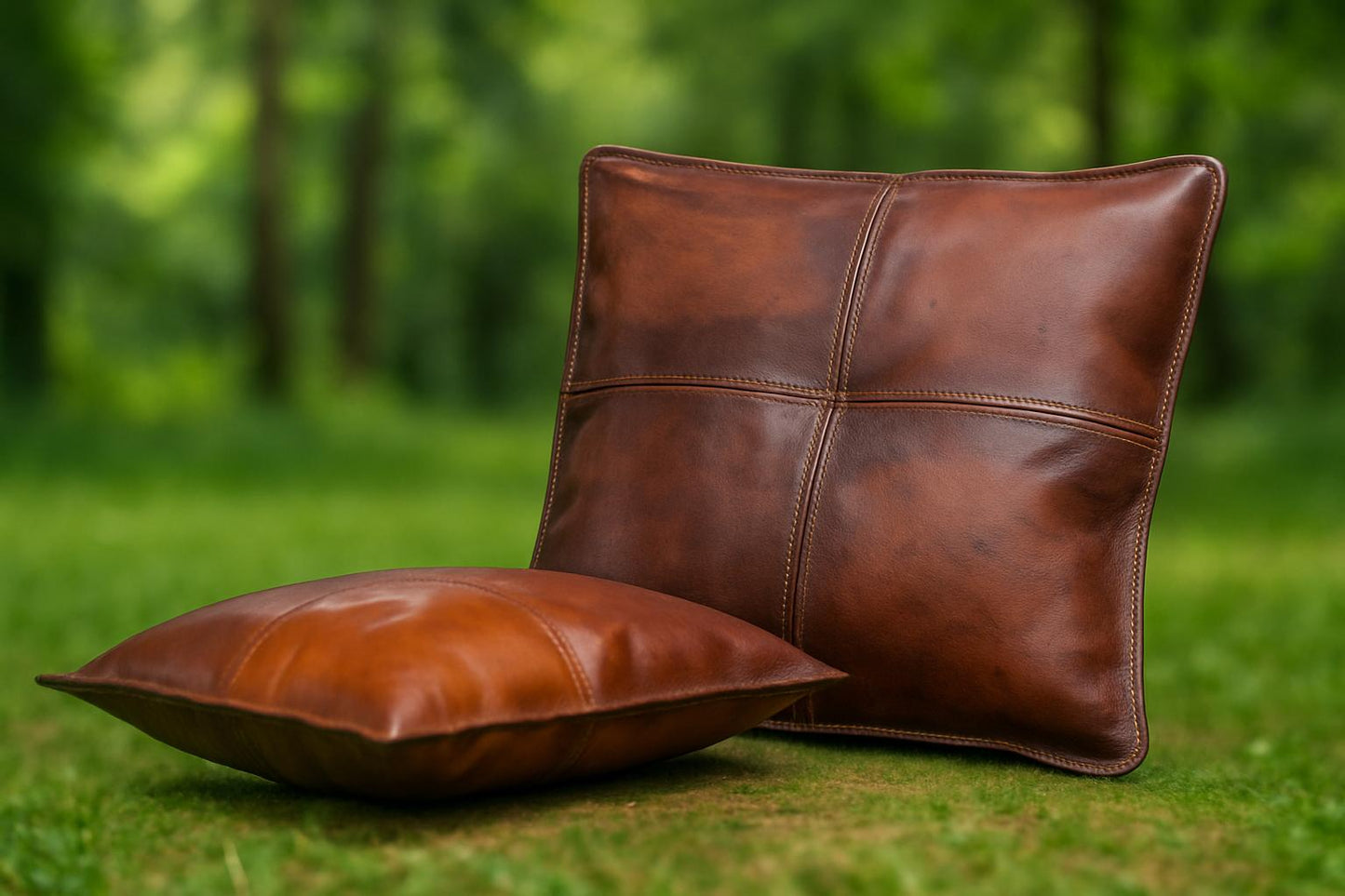 Handmade Leather Pillow Cover: Rustic Farmhouse Throw Cushion