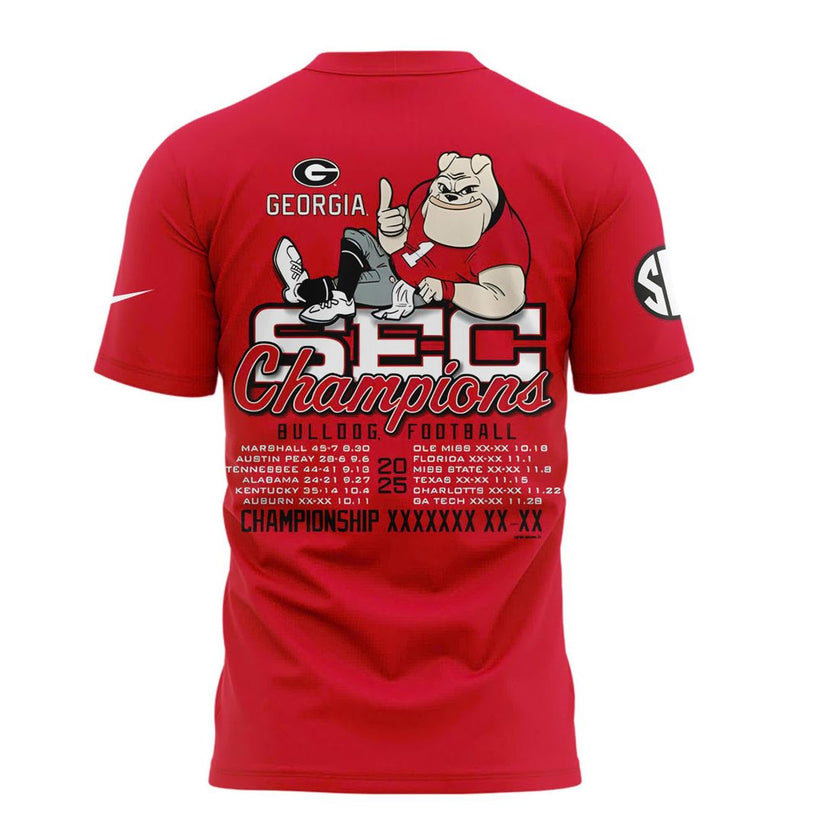 Georgia Bulldogs 2025 SEC Conference Champions Combo T-Shirt